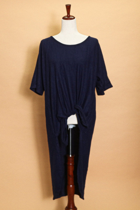 Plus Navy Front Tie Duster