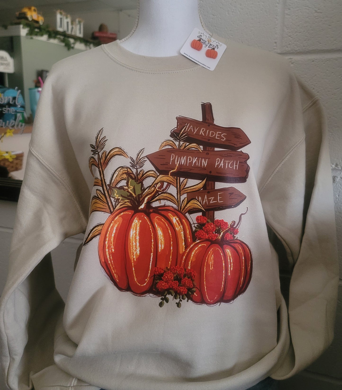 Rustic Pumpkin Patch Crew Neck