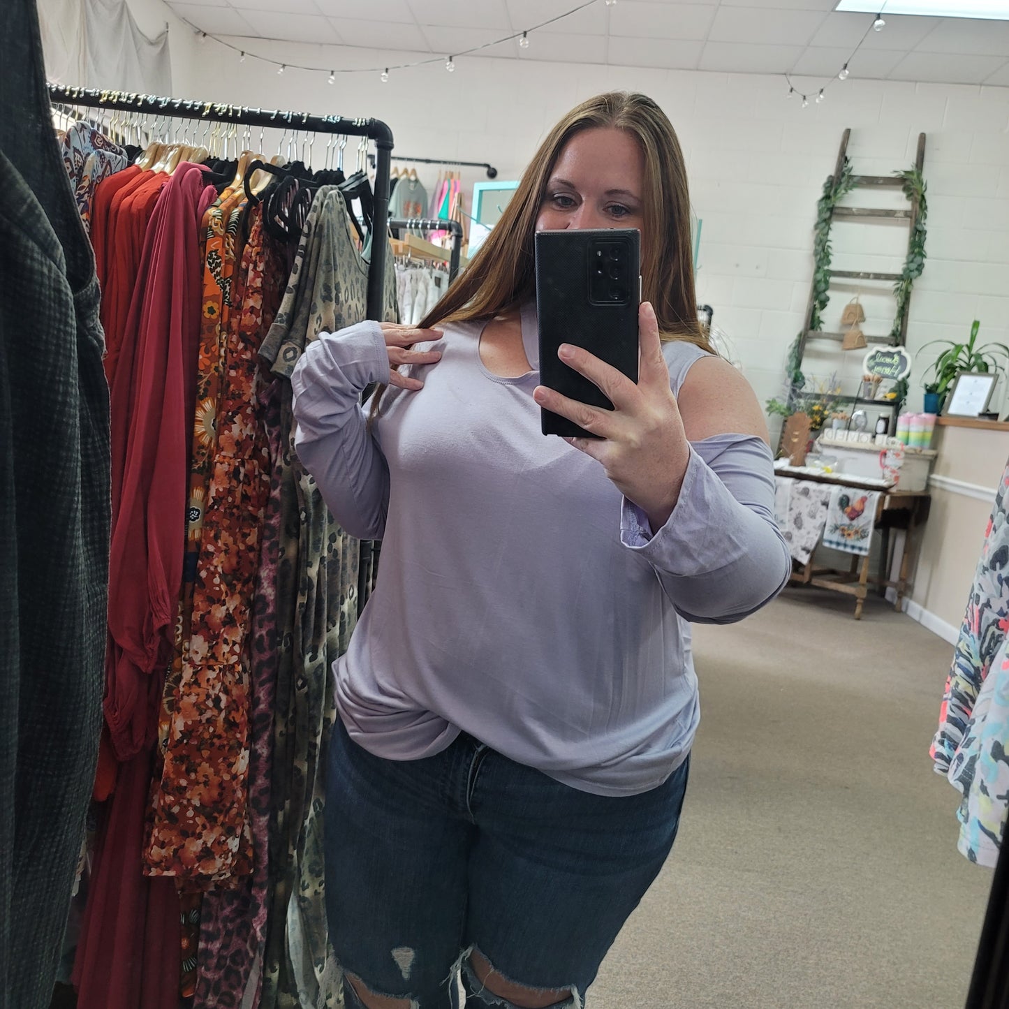 Lilac Cold Shoulder Top