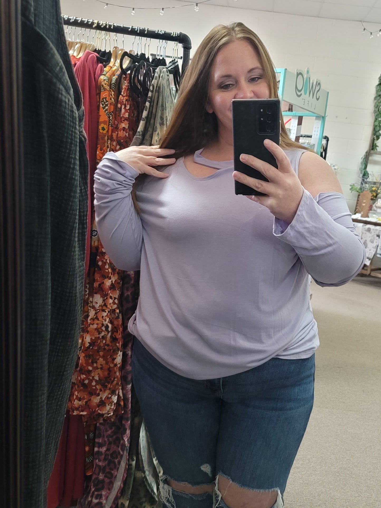 Lilac Cold Shoulder Top