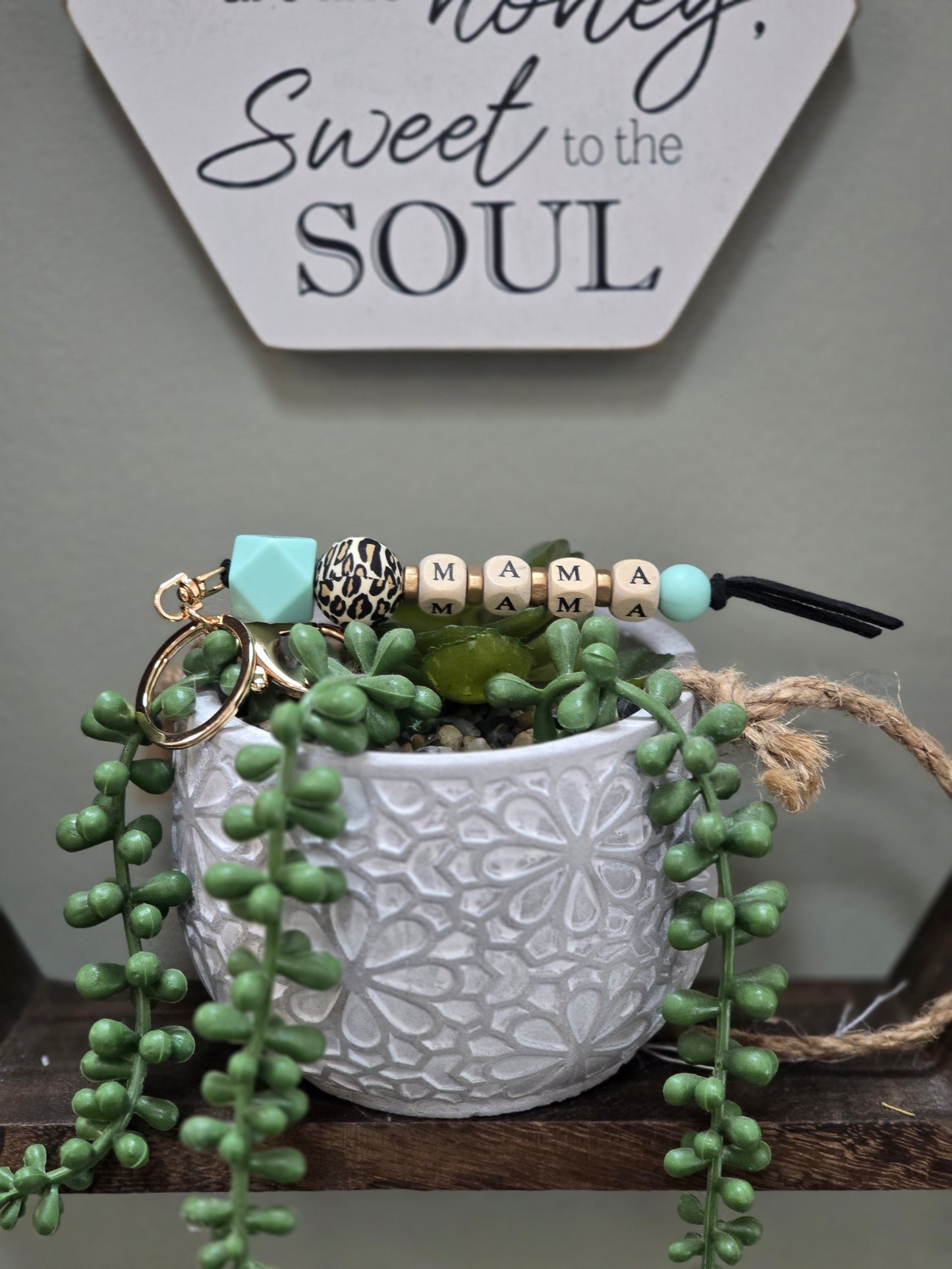 Beaded/ Wooden Beaded MAMA Keychain