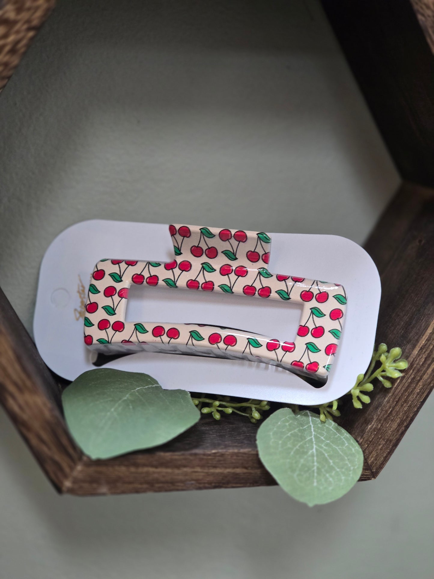 Cherry Printed Hair Clips