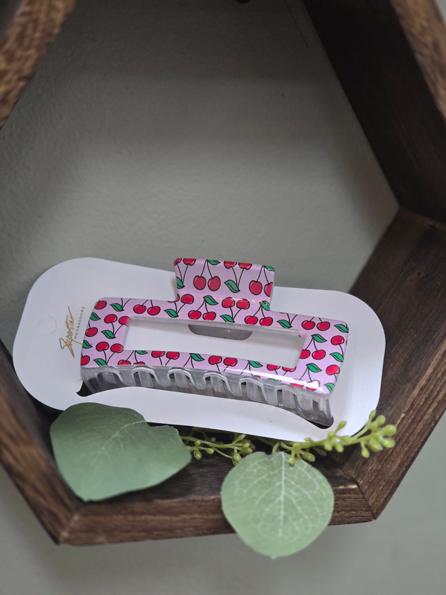 Cherry Printed Hair Clips