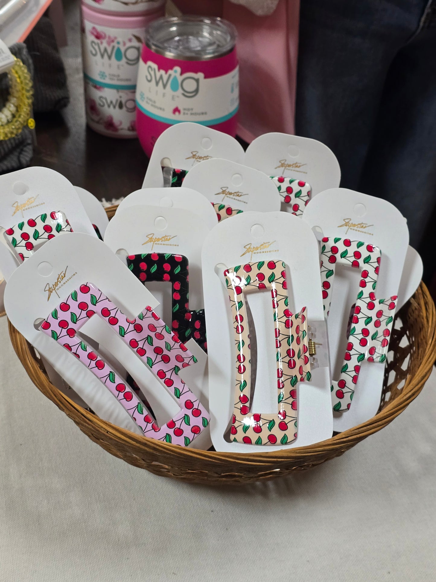 Cherry Printed Hair Clips