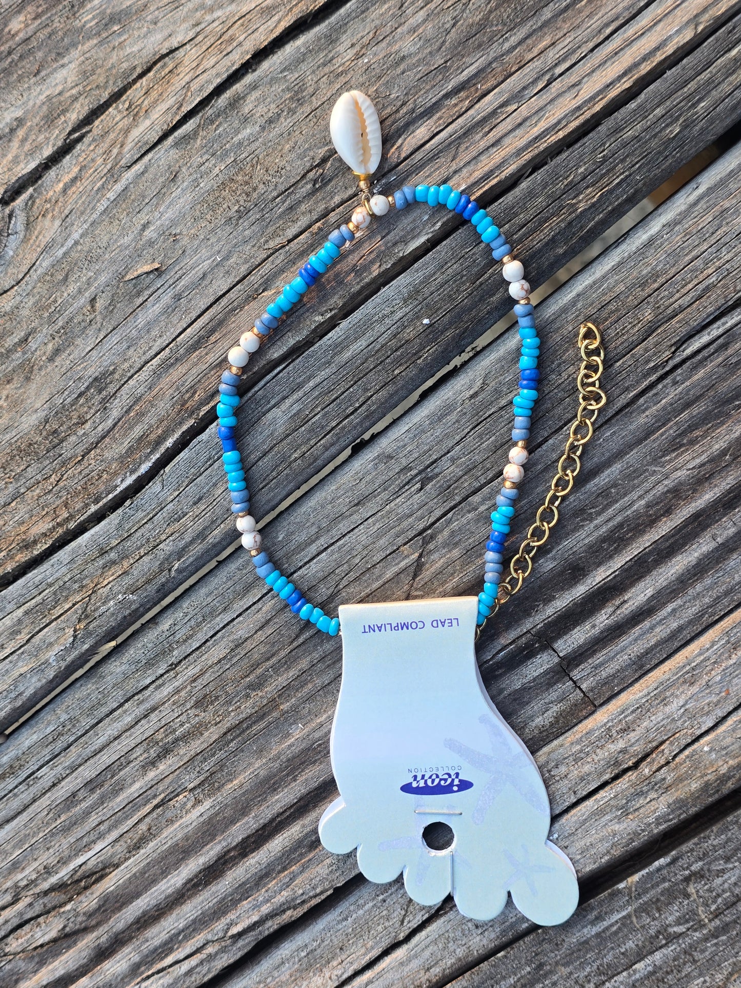 Blue Multi Dominican Republic Cowrie Shell Anklet