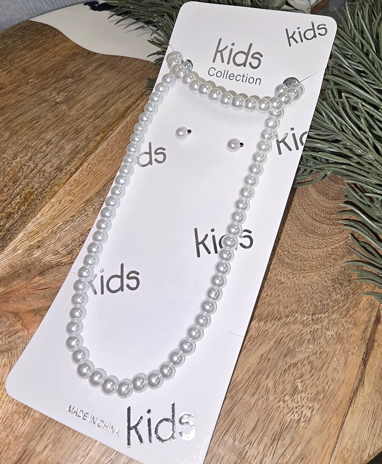 Kids Faux Pearl Necklace/Bracelet Set