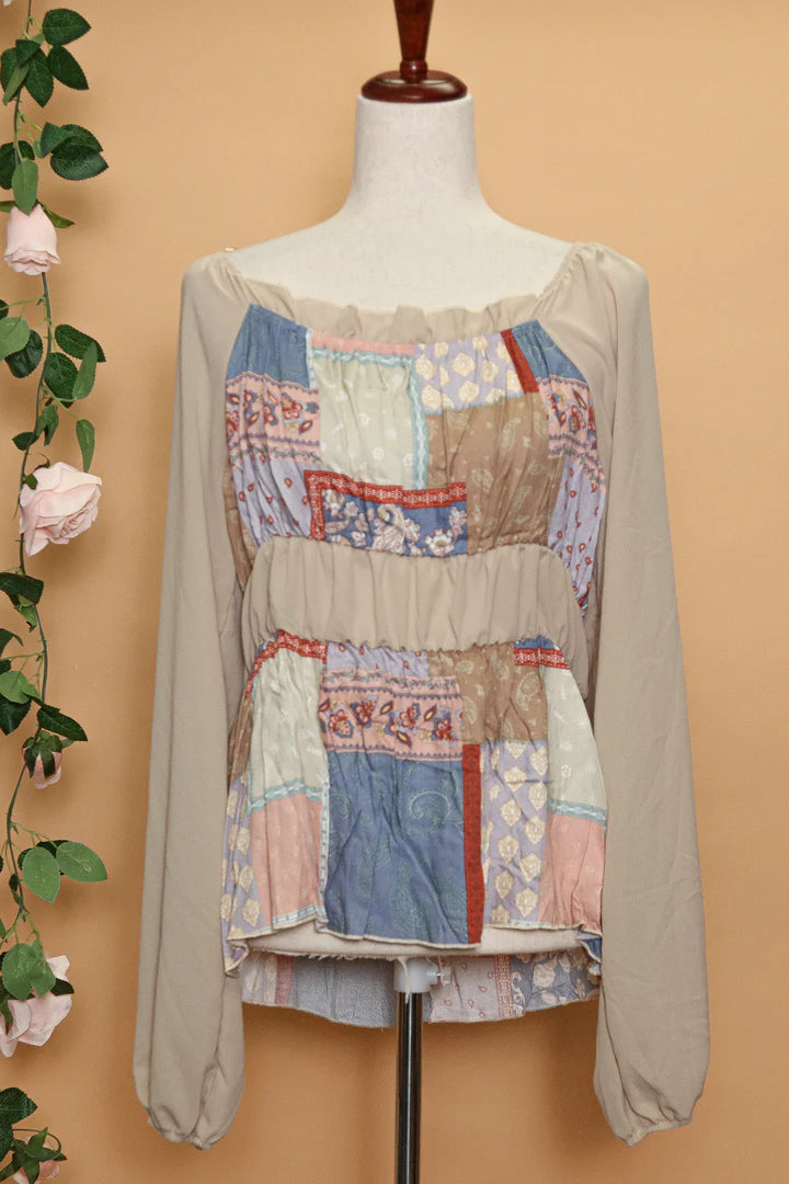 Plus Paisley Tiered Peasant Top