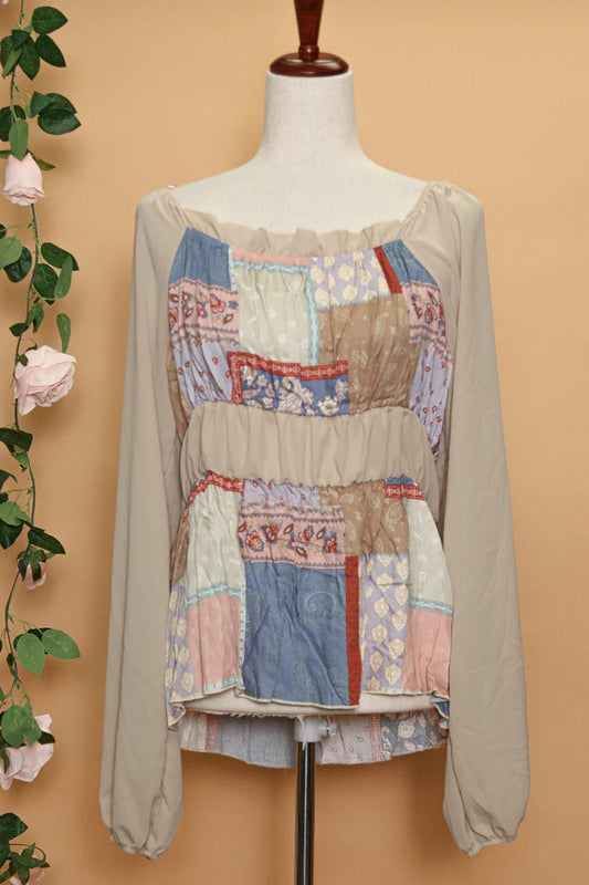 Plus Paisley Tiered Peasant Top