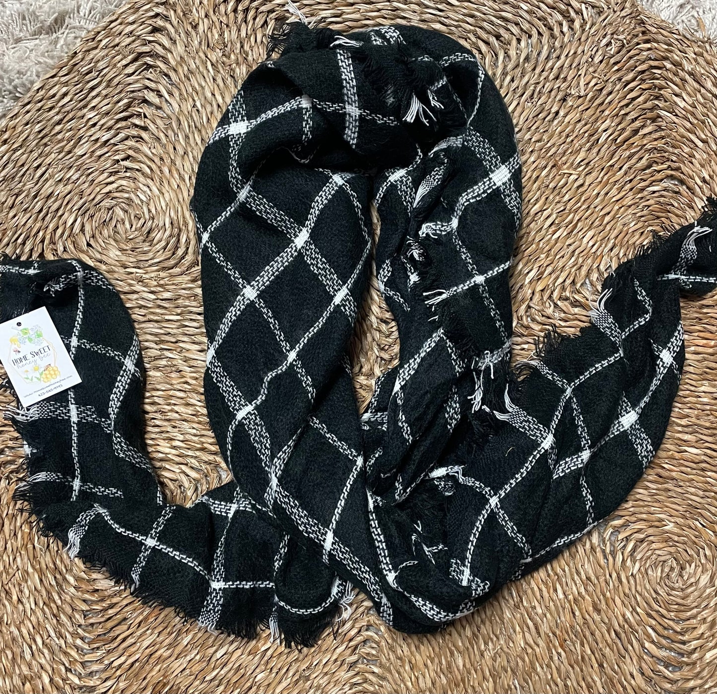 Black & White Plaid Scarf