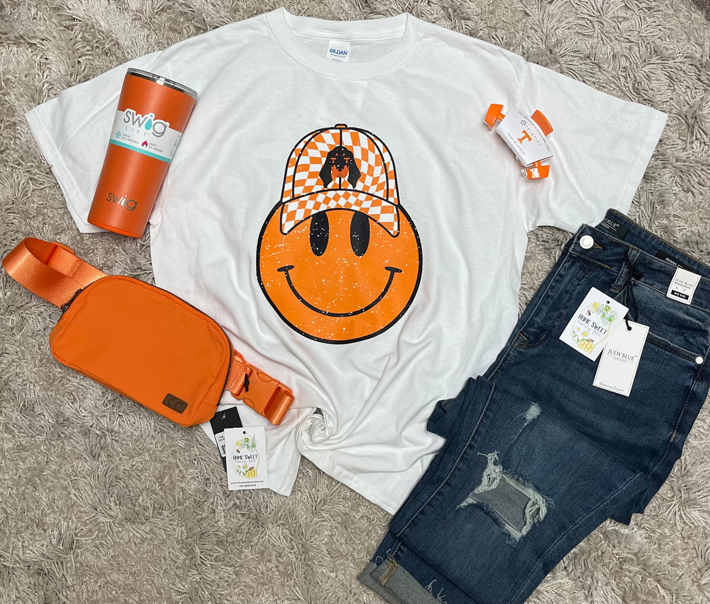 Checkerboard Smiley Tee or Crew