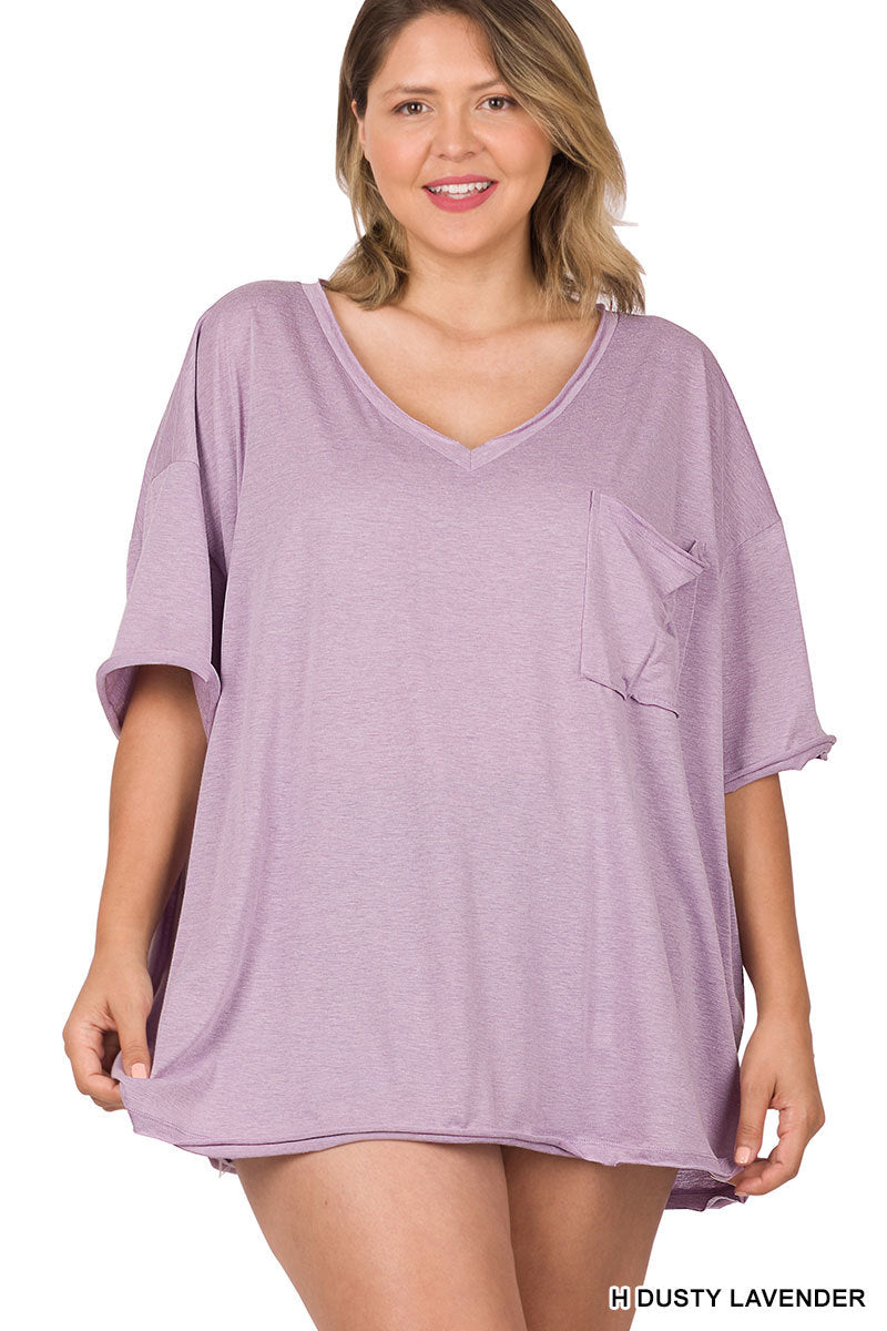 TRI BLEND OVERSIZED FRONT POCKET BOYFRIEND TEE