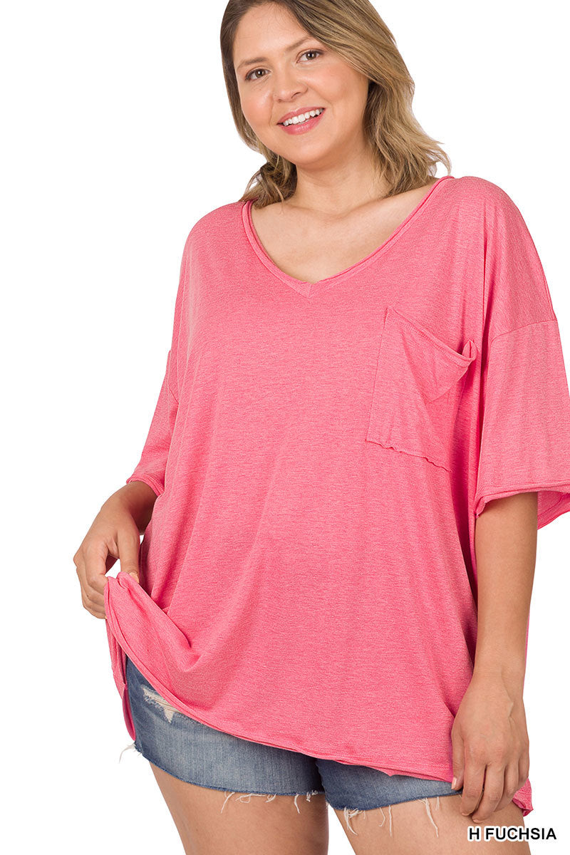 TRI BLEND OVERSIZED FRONT POCKET BOYFRIEND TEE
