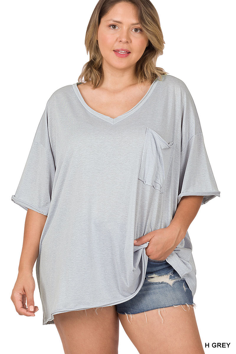 TRI BLEND OVERSIZED FRONT POCKET BOYFRIEND TEE