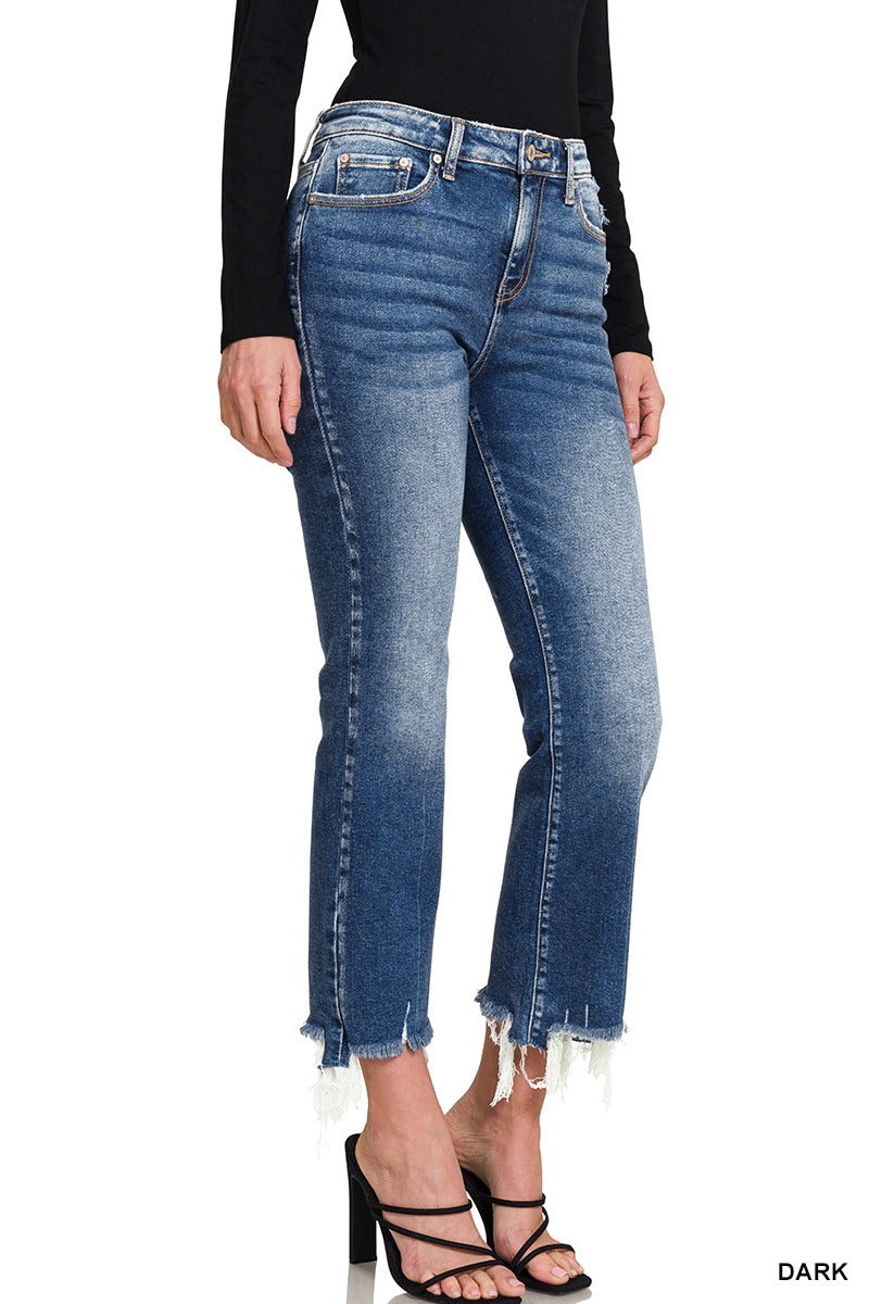 KICK CROP FLARE DENIM PANTS