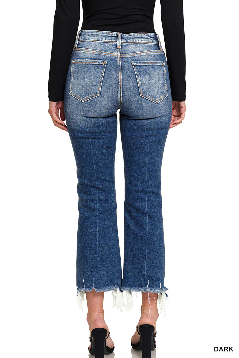 KICK CROP FLARE DENIM PANTS