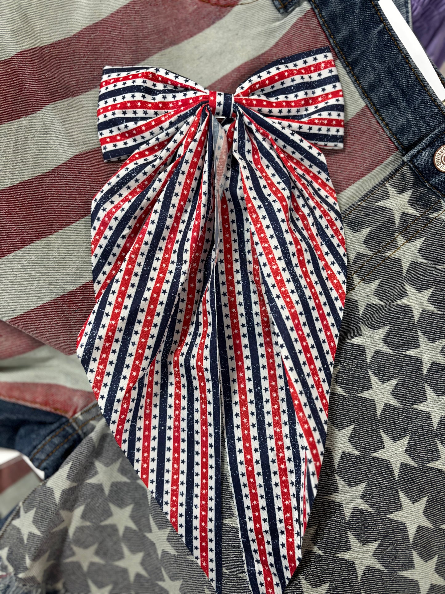 Patriotic Bow Hair Alligator Clip