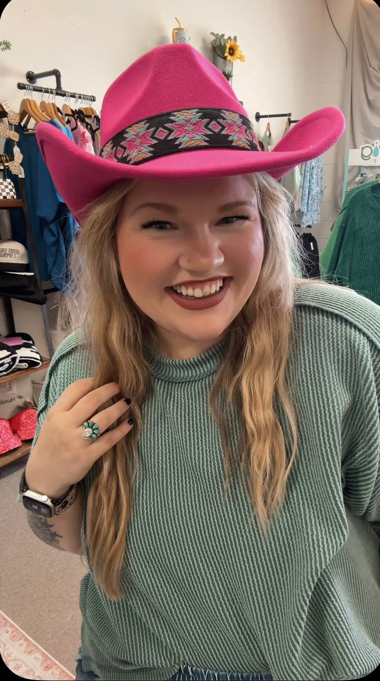 Aztec Vegan Fabric Cowboy Hat