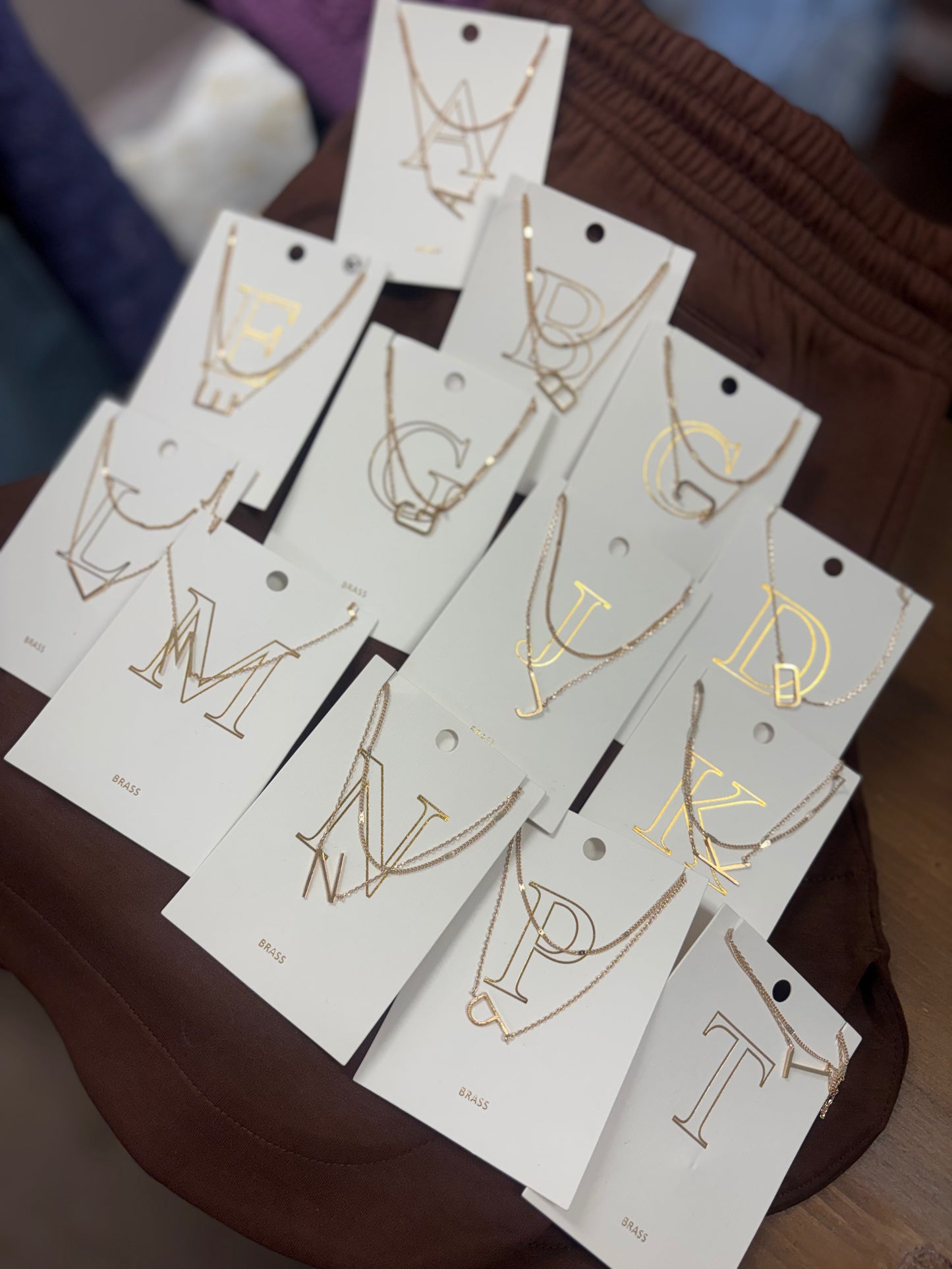 Goldtone Sideways Initial Necklace