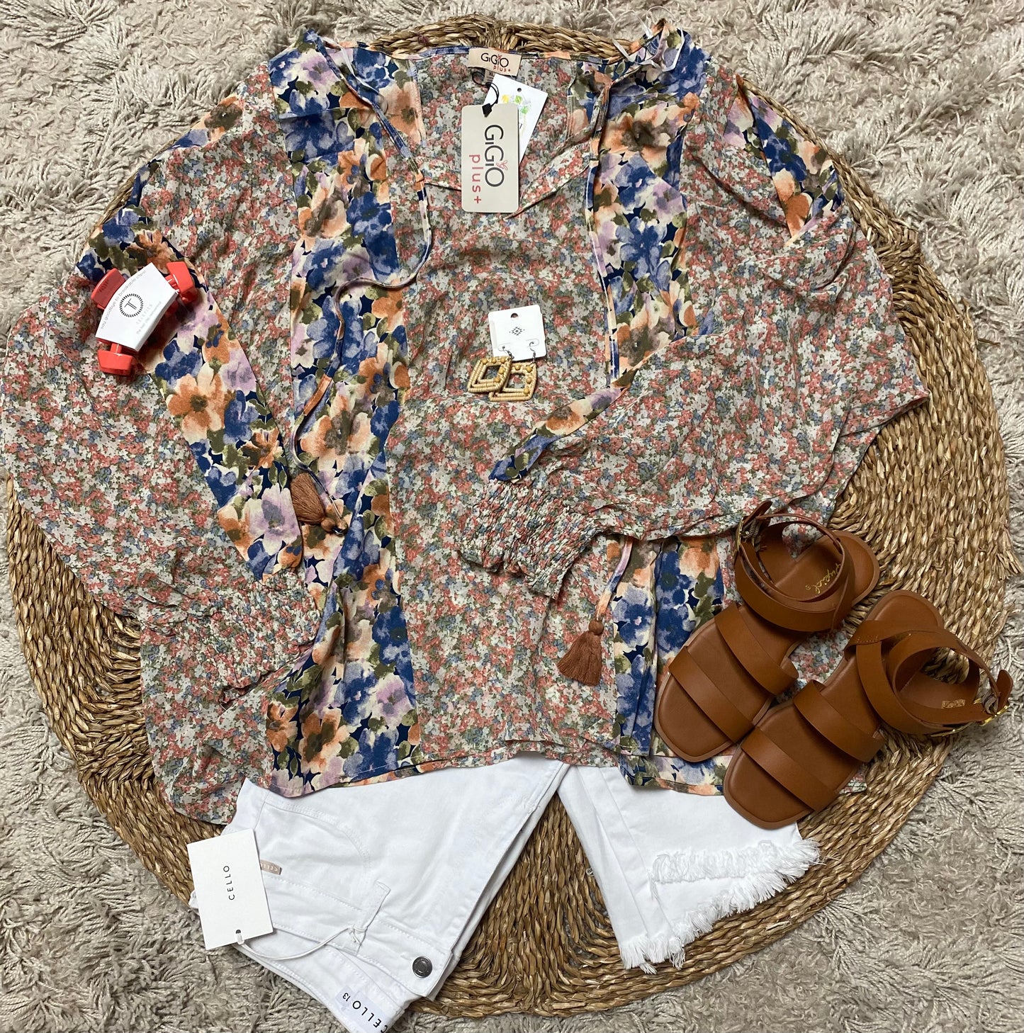Woven Loose Fit Top with Tassel