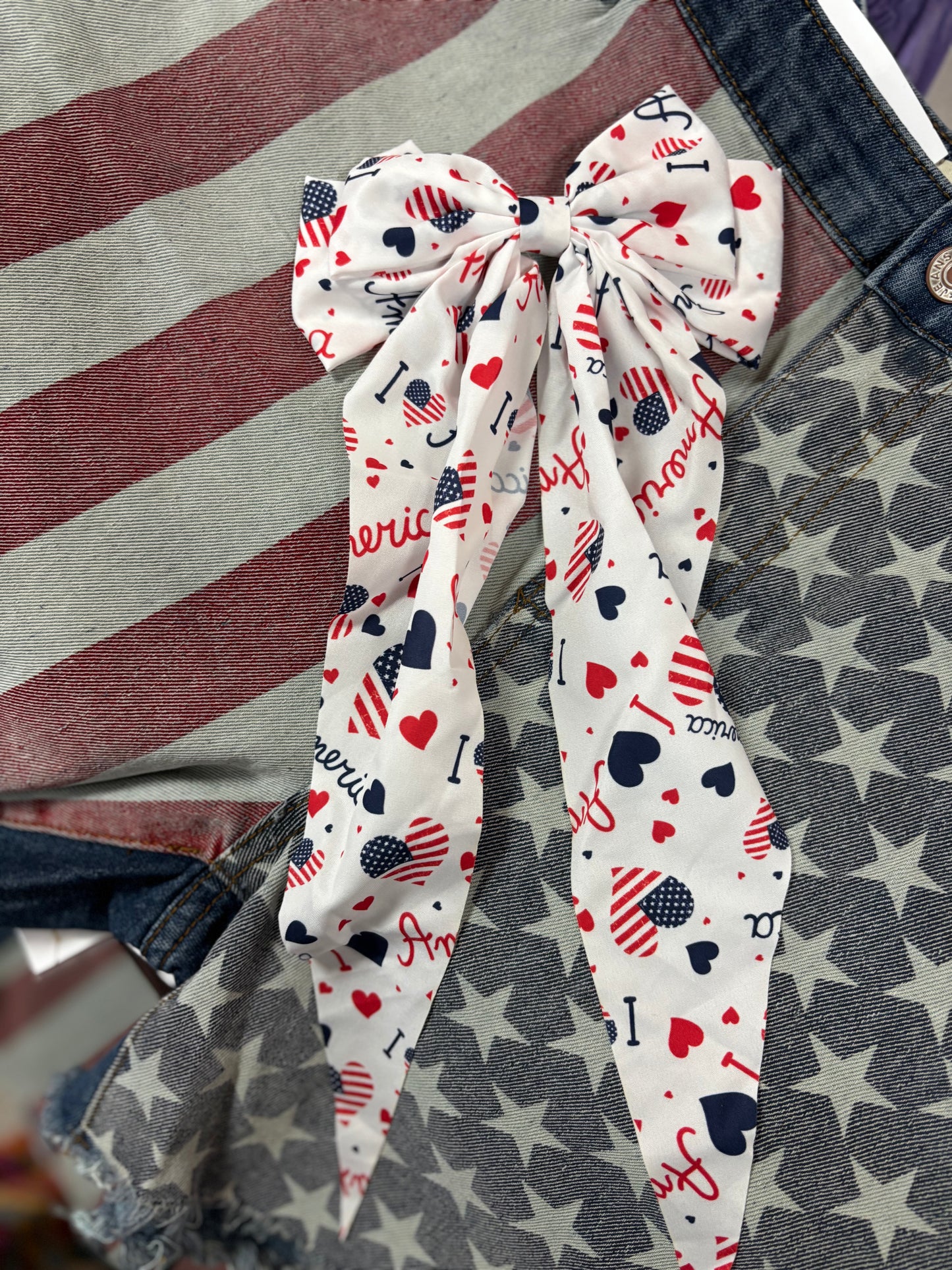 Patriotic Bow Hair Alligator Clip