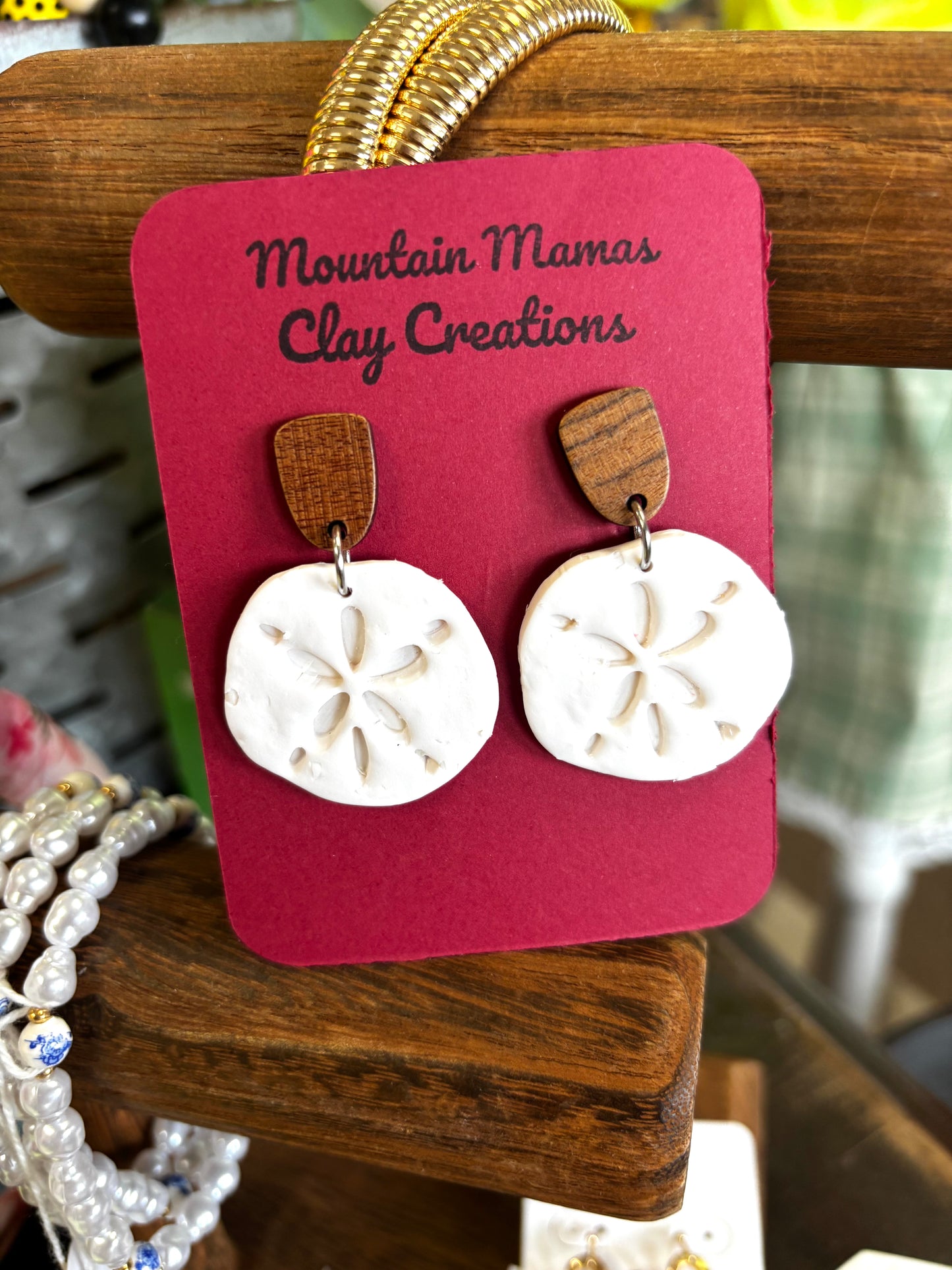 Sand Dollar Clay Dangle Earrings