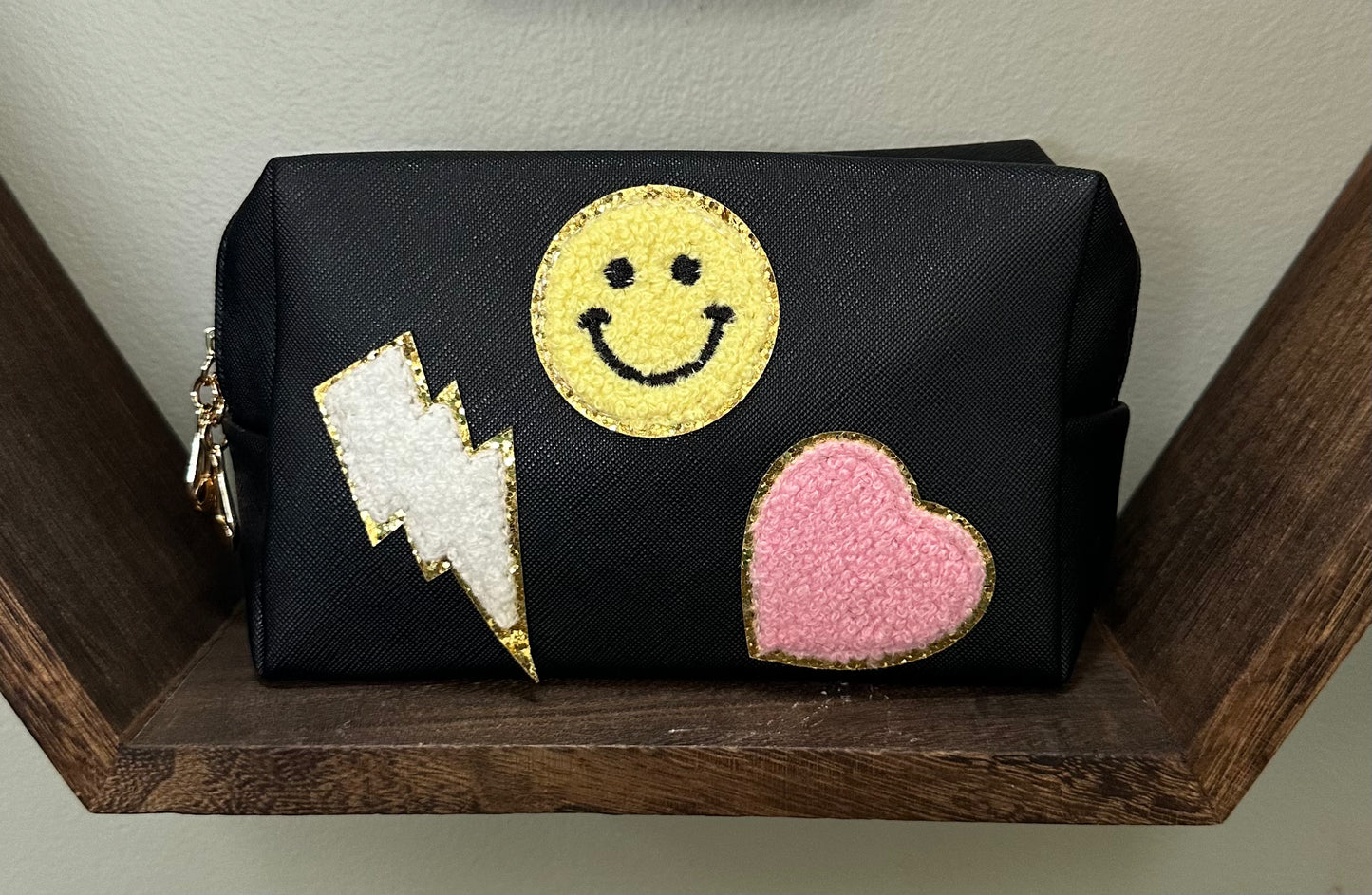 Faux Leather bag with Chenille Patches