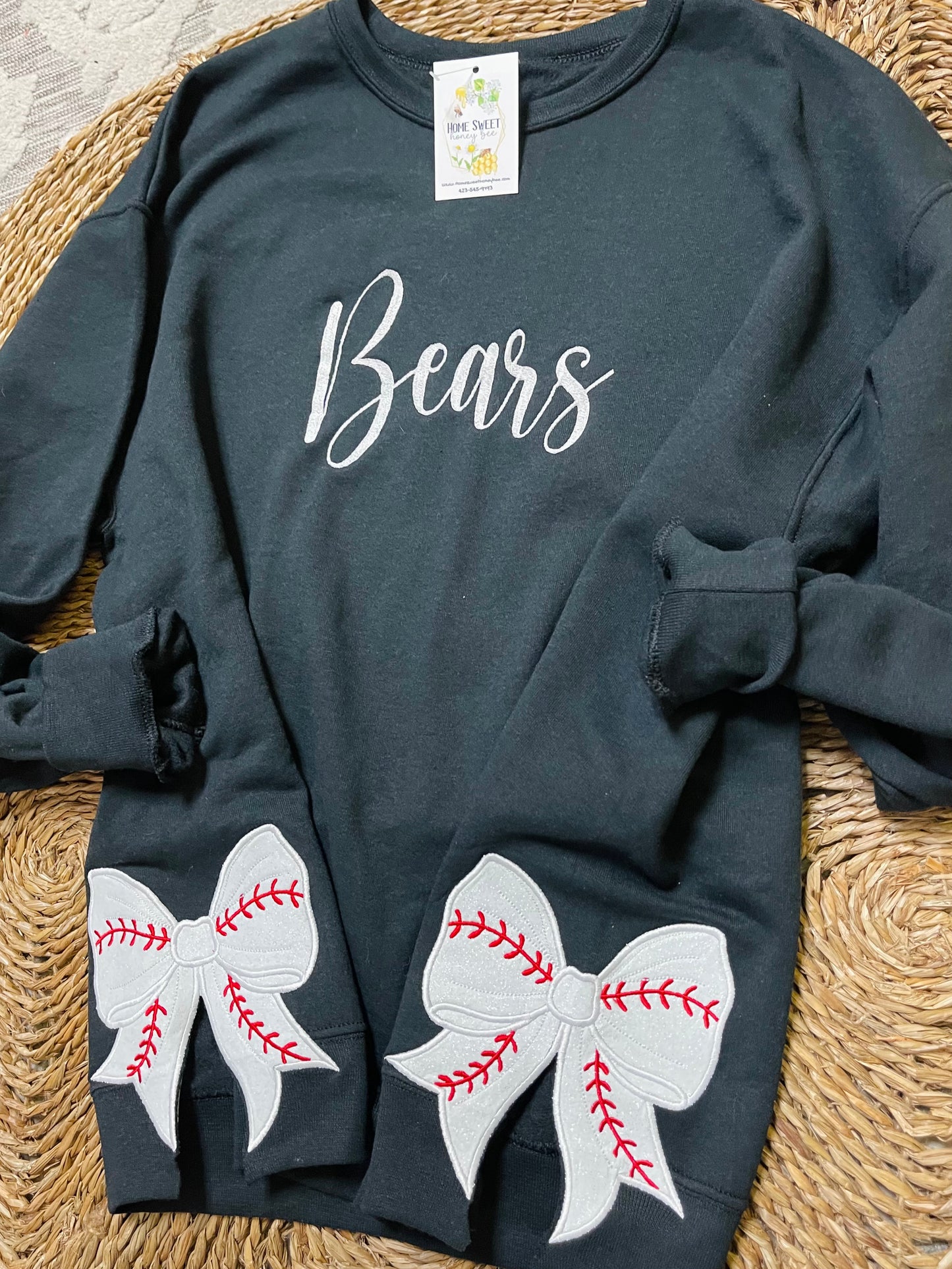 BEARS Embroidered Baseball Side Bow Crew