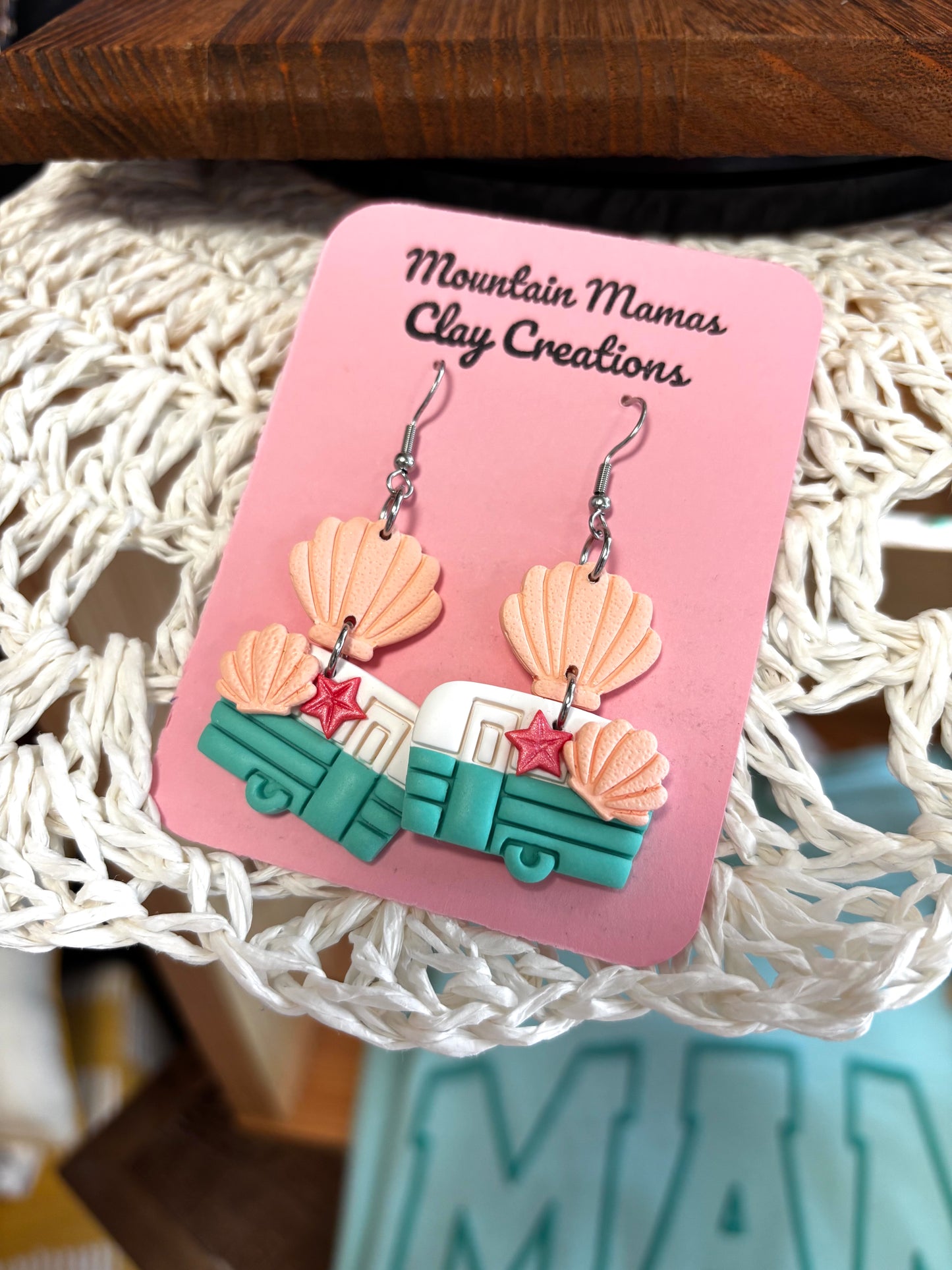 Beachy Camper Clay Earrings