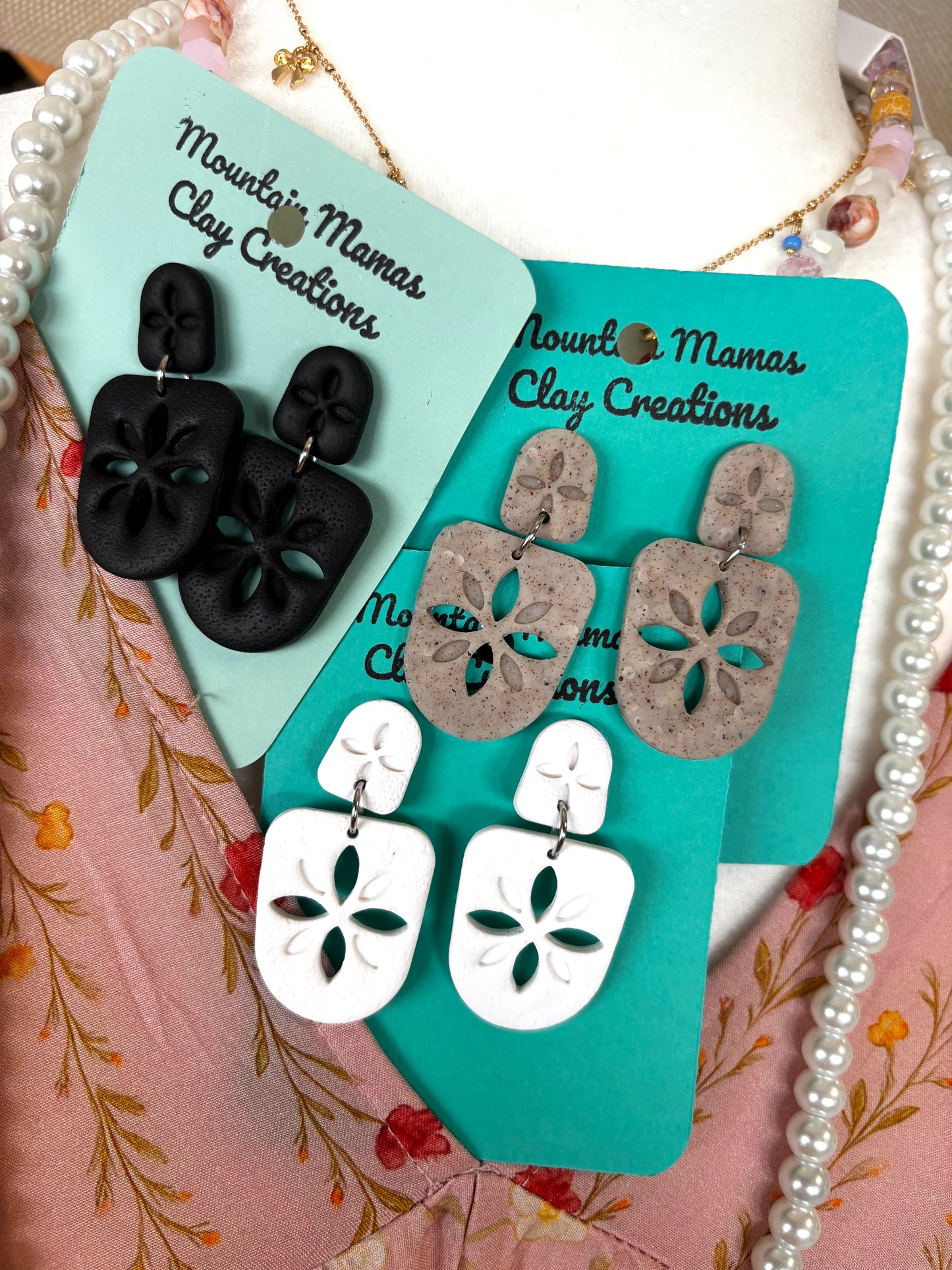 Seaside Sand Dollar Drops Clay Earrings