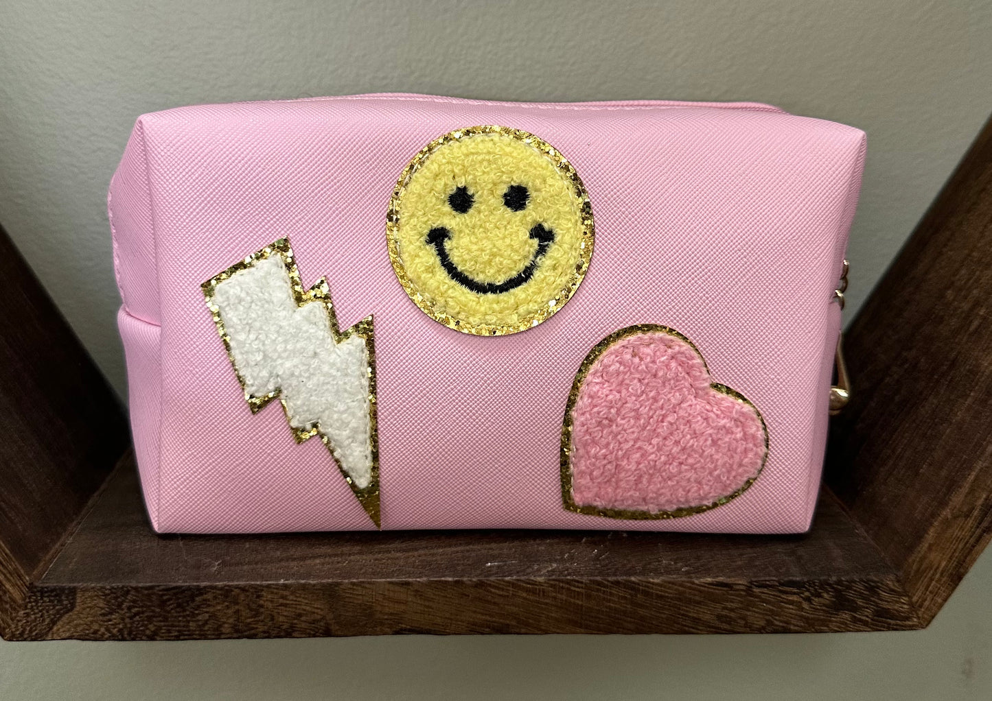 Faux Leather bag with Chenille Patches