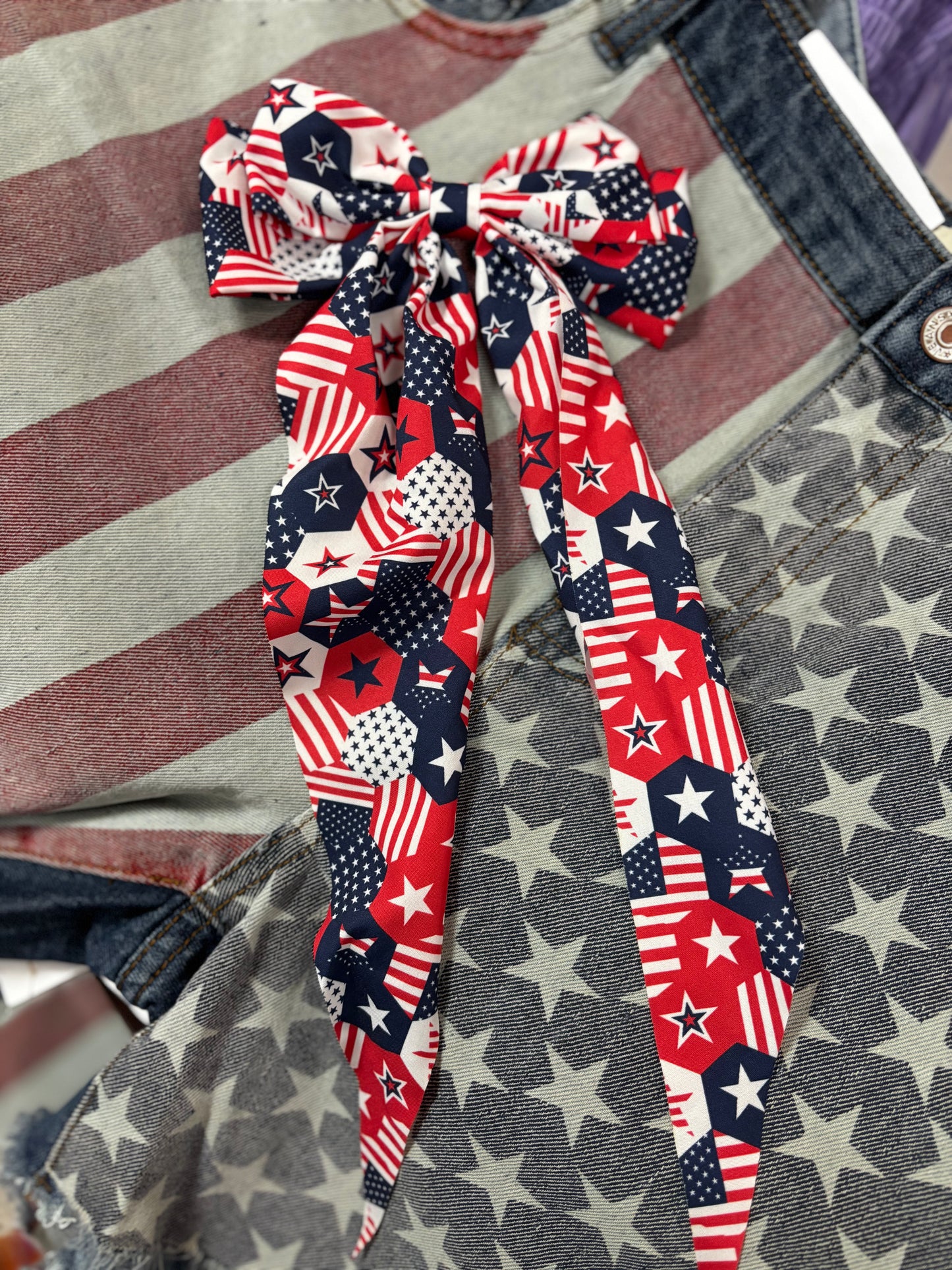 Patriotic Bow Hair Alligator Clip