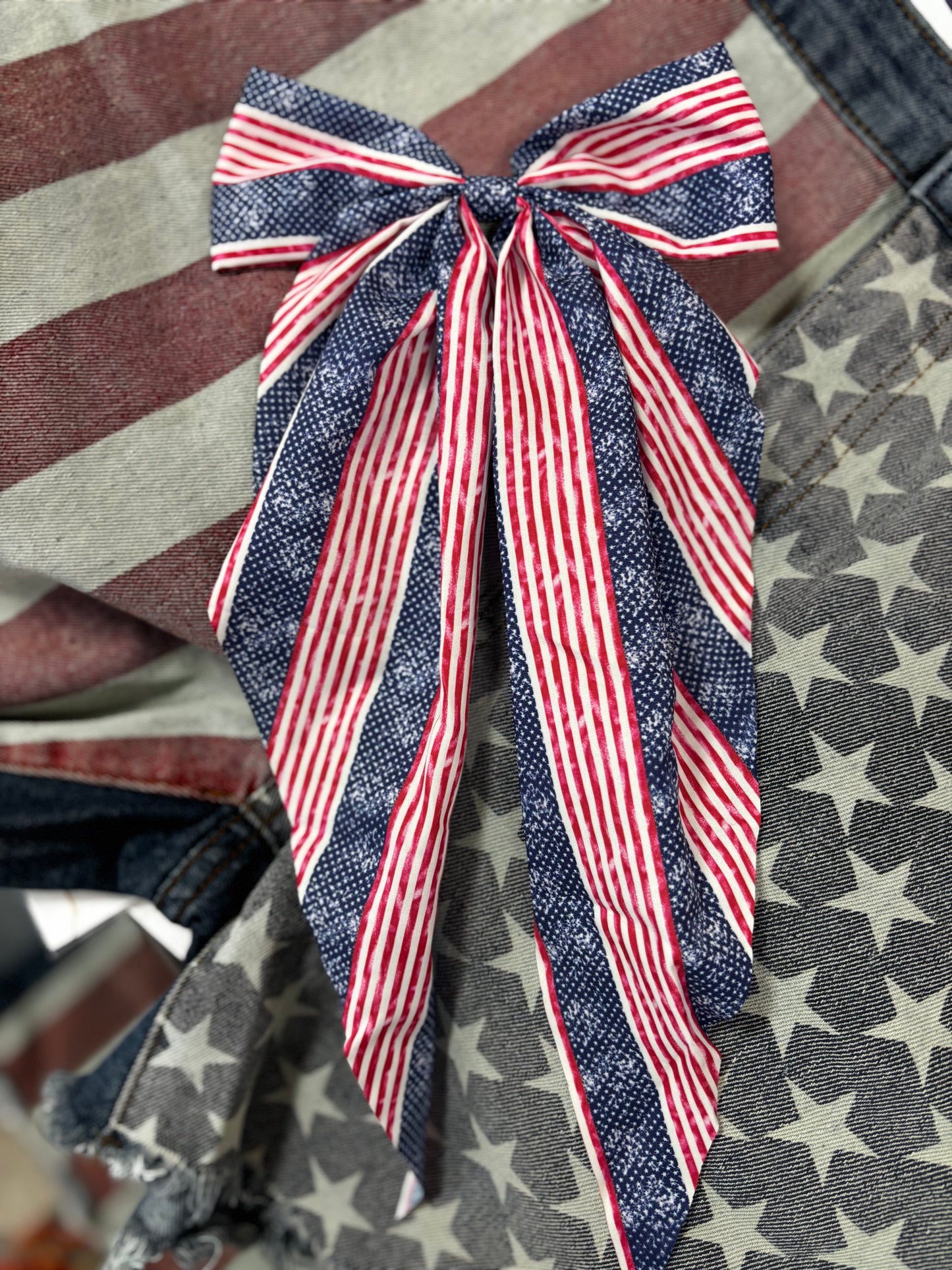 Patriotic Bow Hair Alligator Clip