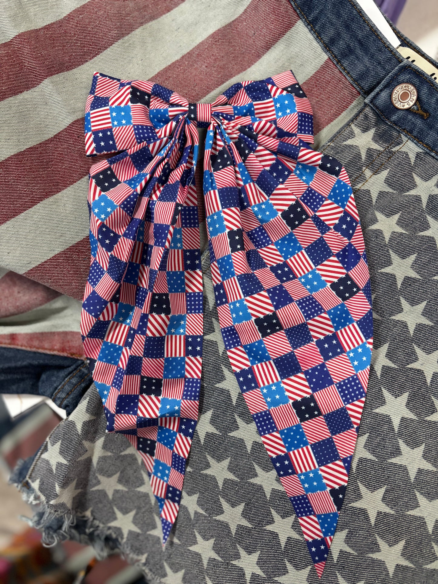 Patriotic Bow Hair Alligator Clip