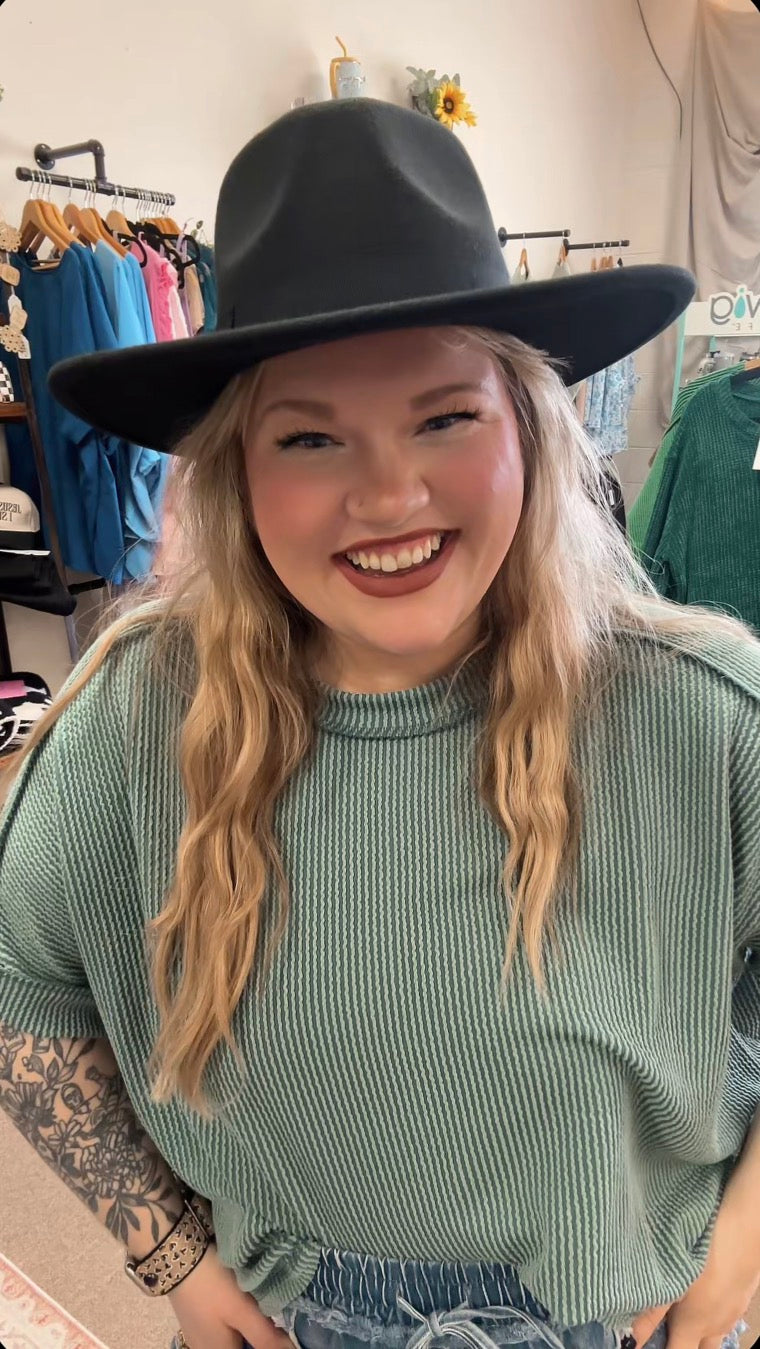 Grosgrain Wide Brim C.C. Hat with bow