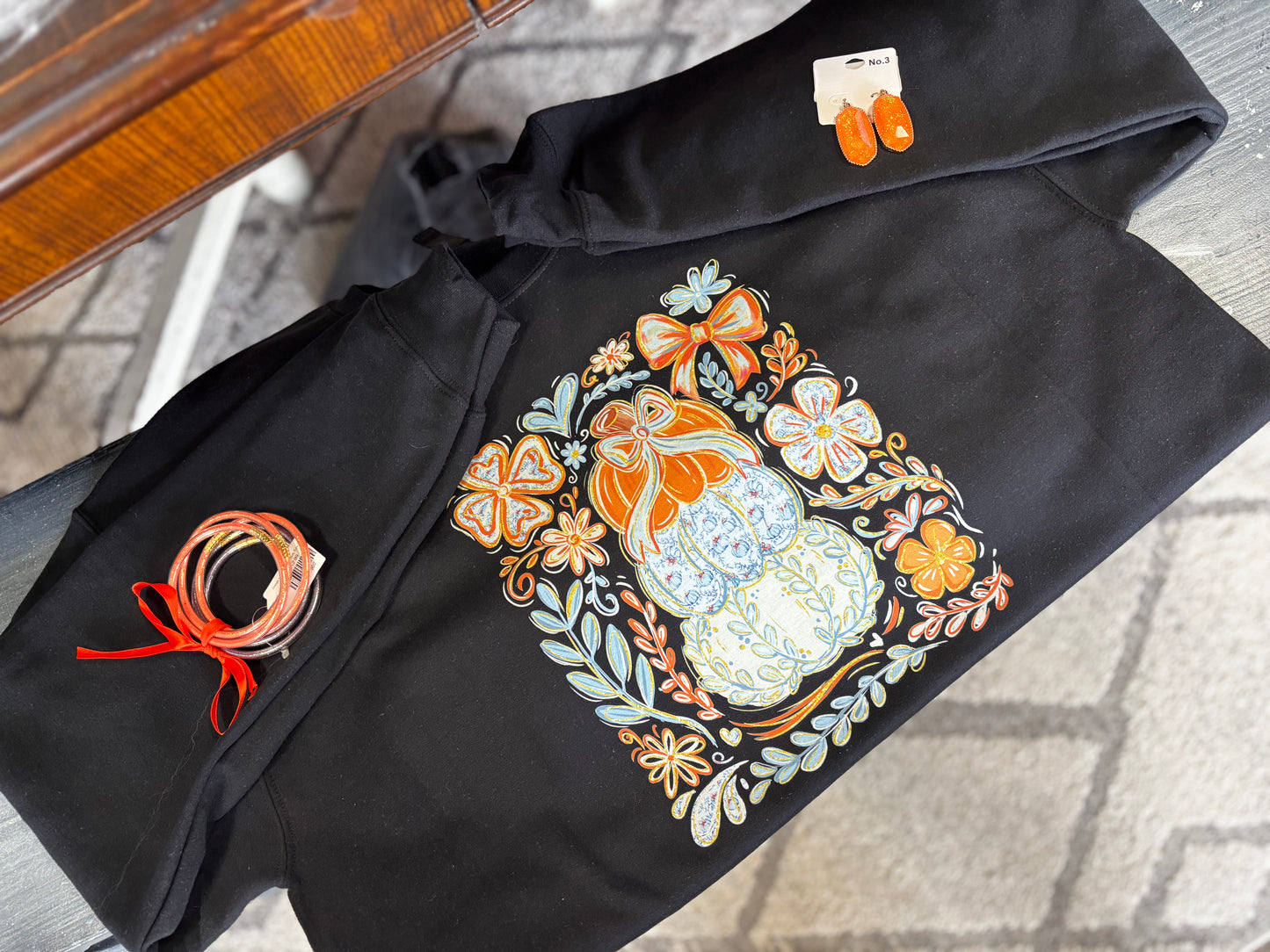 Fall Stacked Pumpkin Florals Crew PREORDER