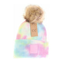 CC. Beanie Tie Dye Fur Pom Beanie