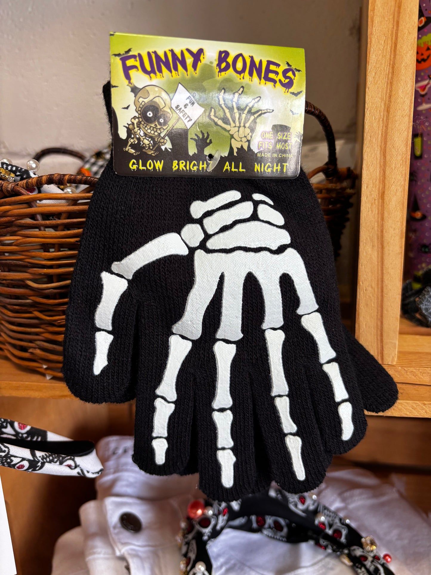 Funny Bones Glow-In-The-Dark Gloves