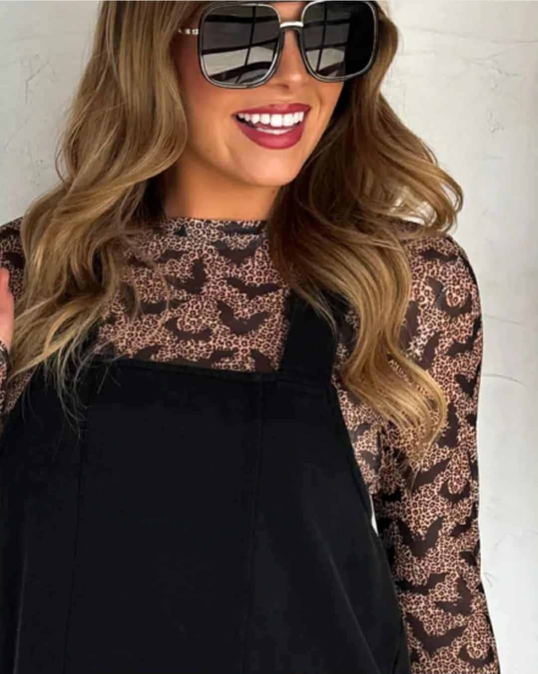 Bats and Cheetah Mesh Top