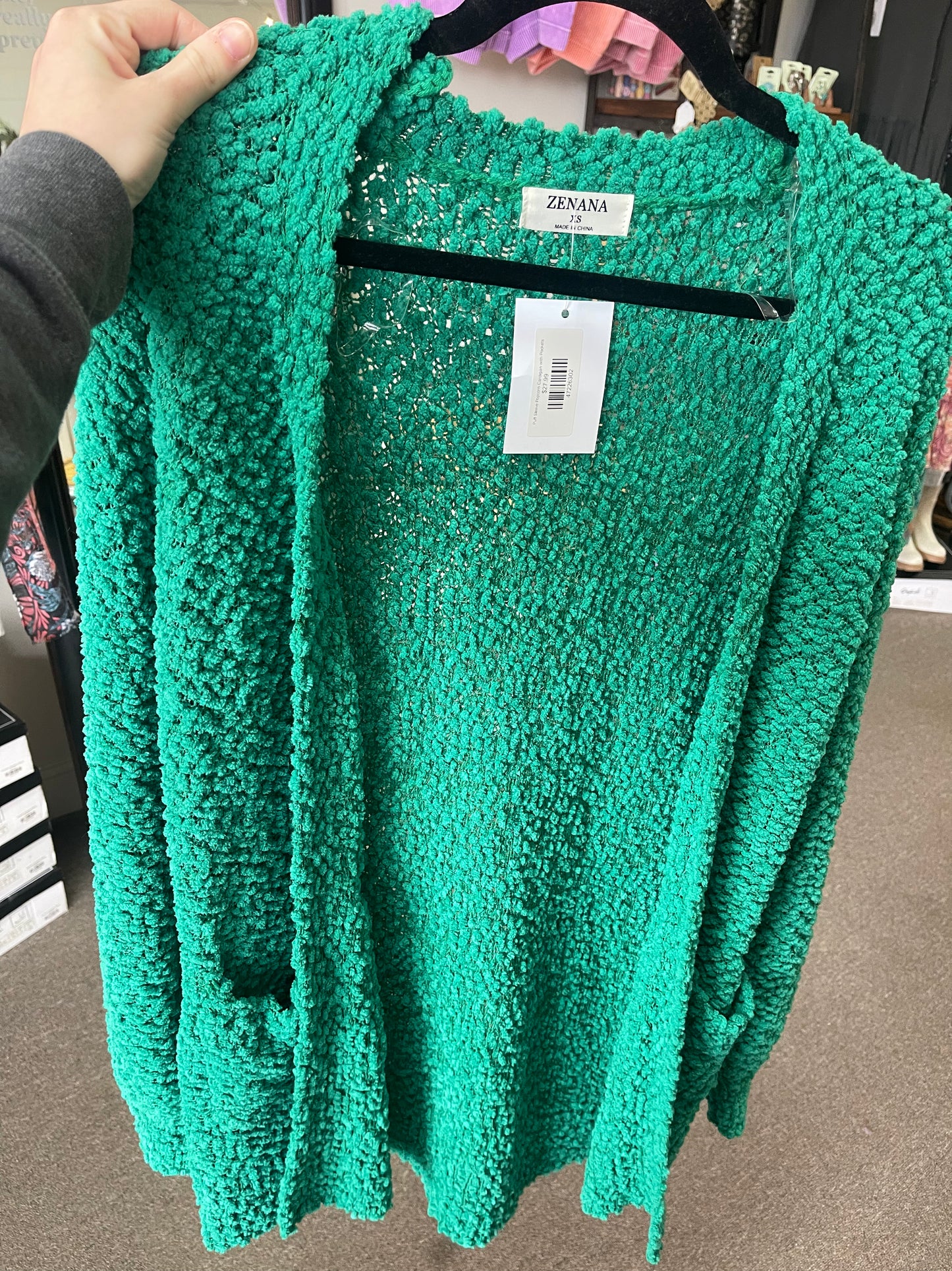 Puff Sleeve Popcorn Cardigan with Pockets