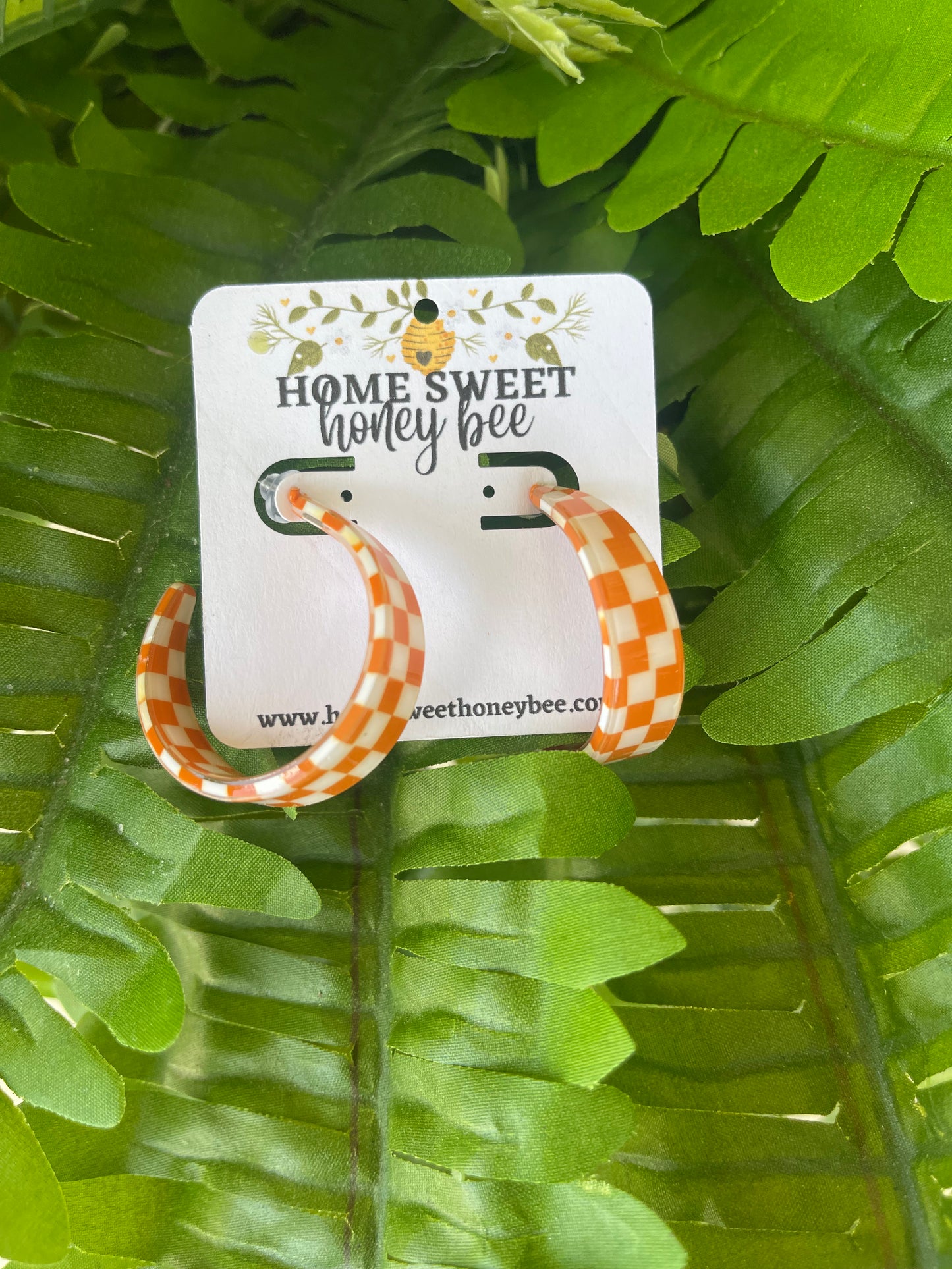 Orange and White Checkered Earrings for Tennessee Fans!