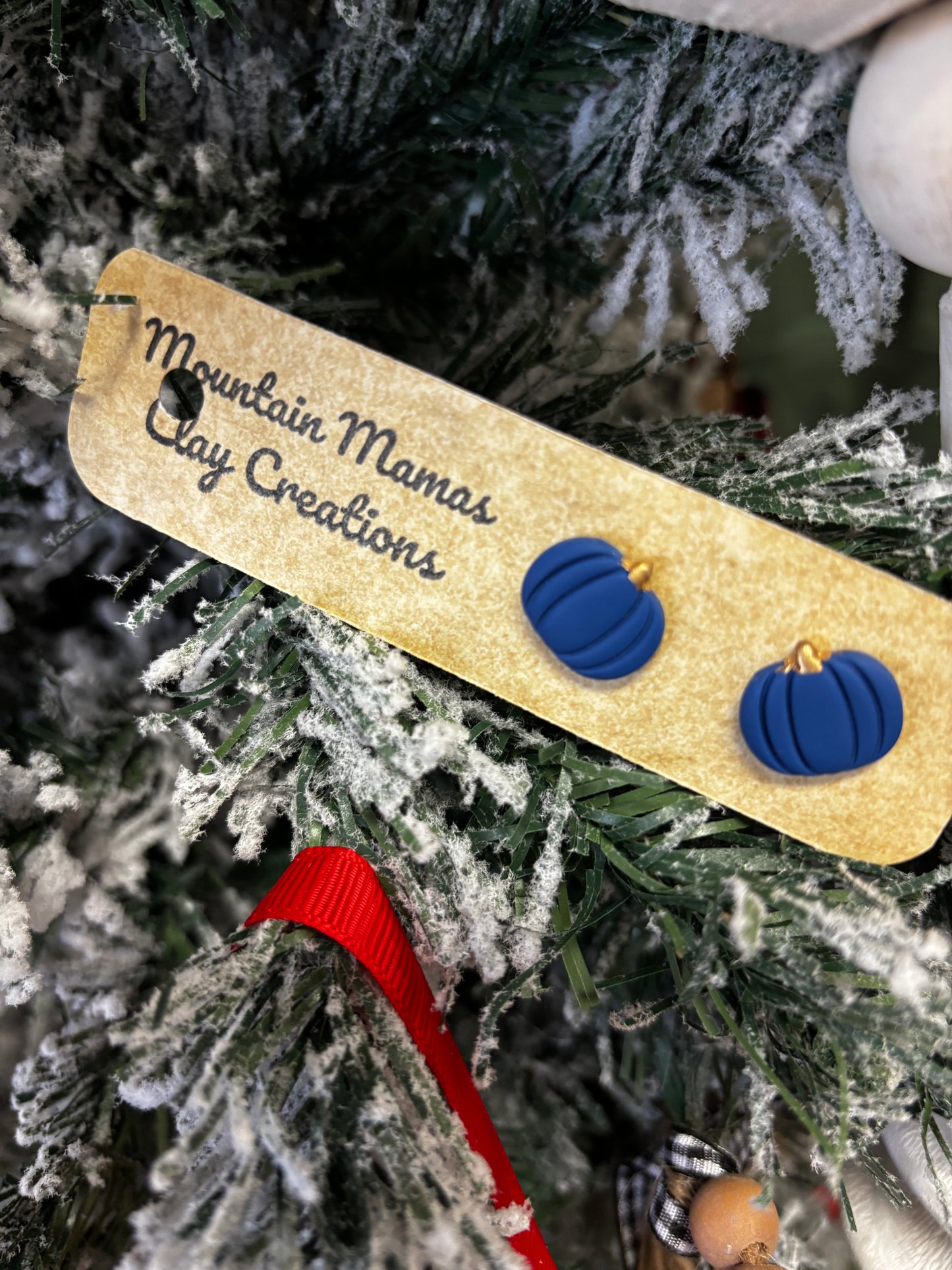 Clay Pumpkin Stud Earrings