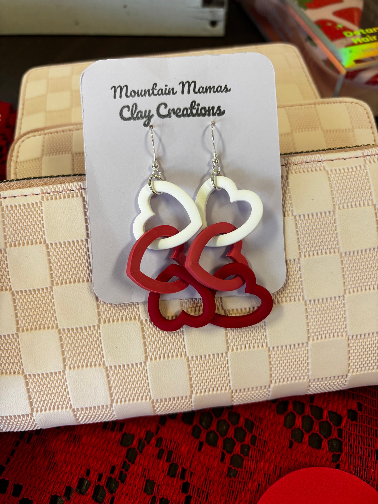 Chain of Hearts Clay Earrings