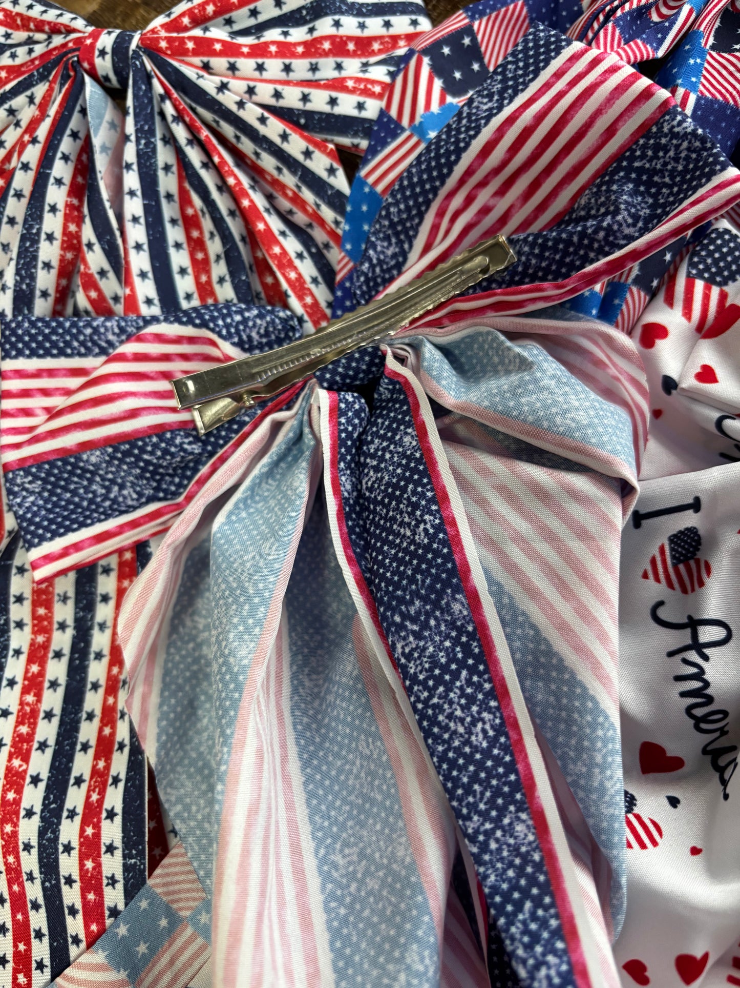Patriotic Bow Hair Alligator Clip
