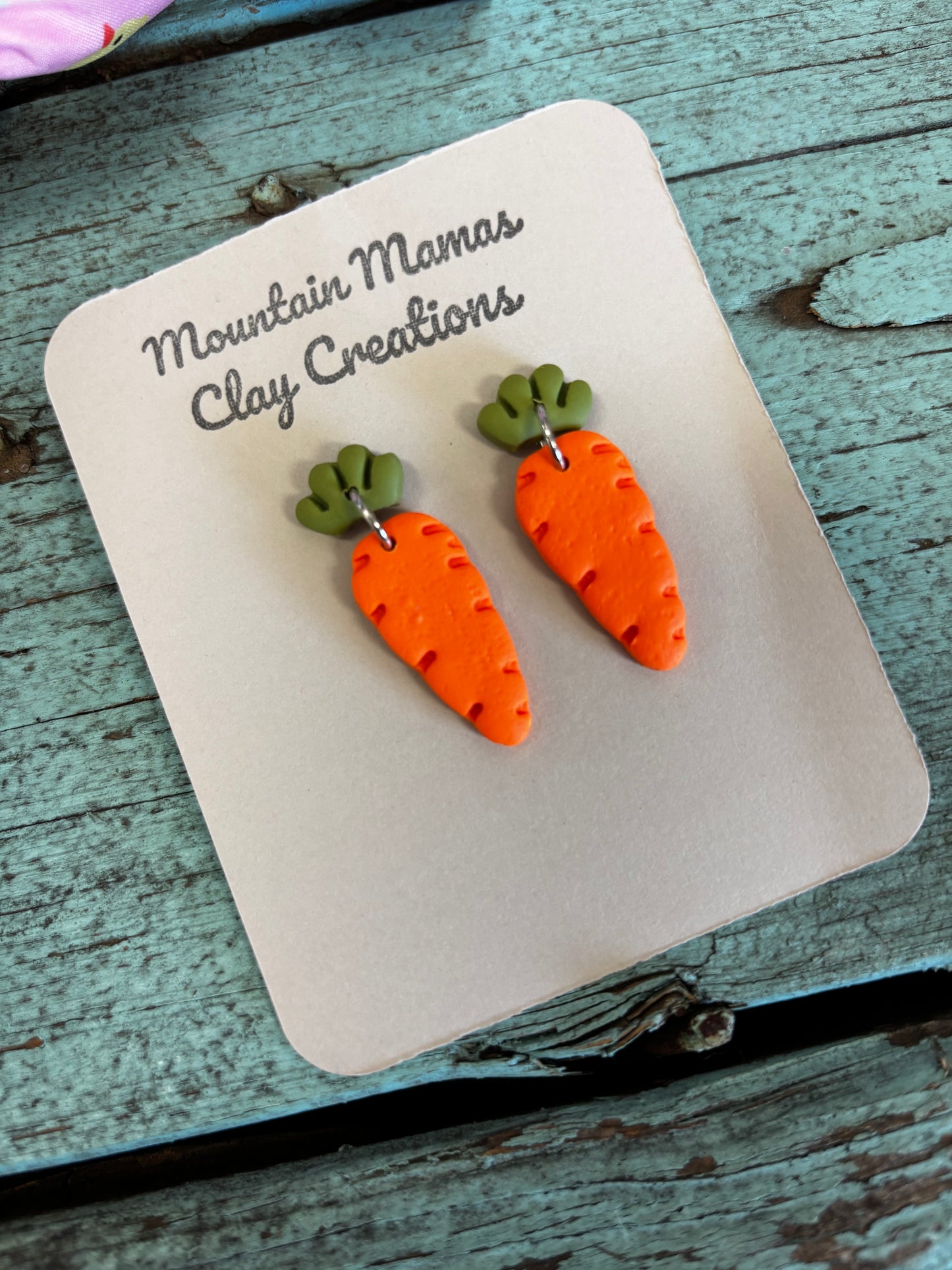 Small Carrot Dangle Clay Earrings