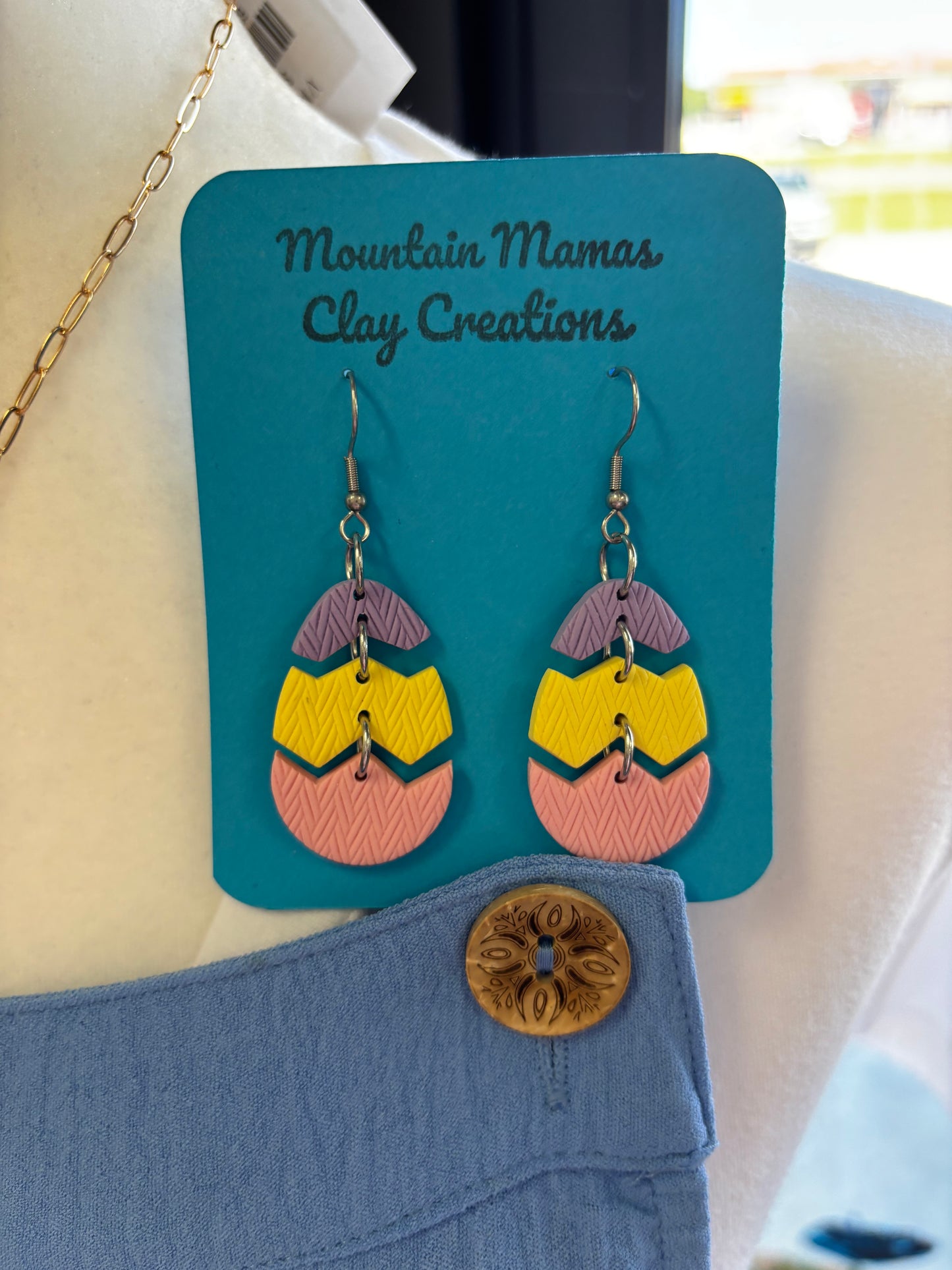 Cracked Egg Dangle Clay Earrings