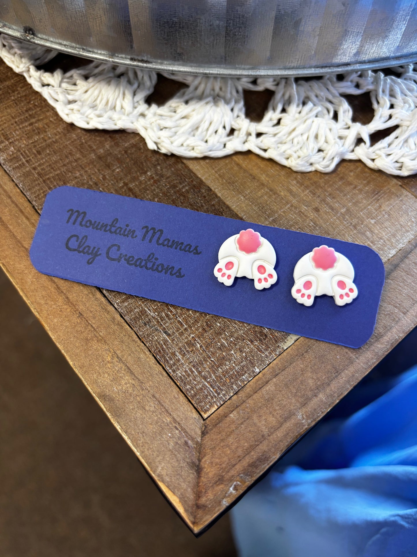 Bunny Butt Clay Earrings