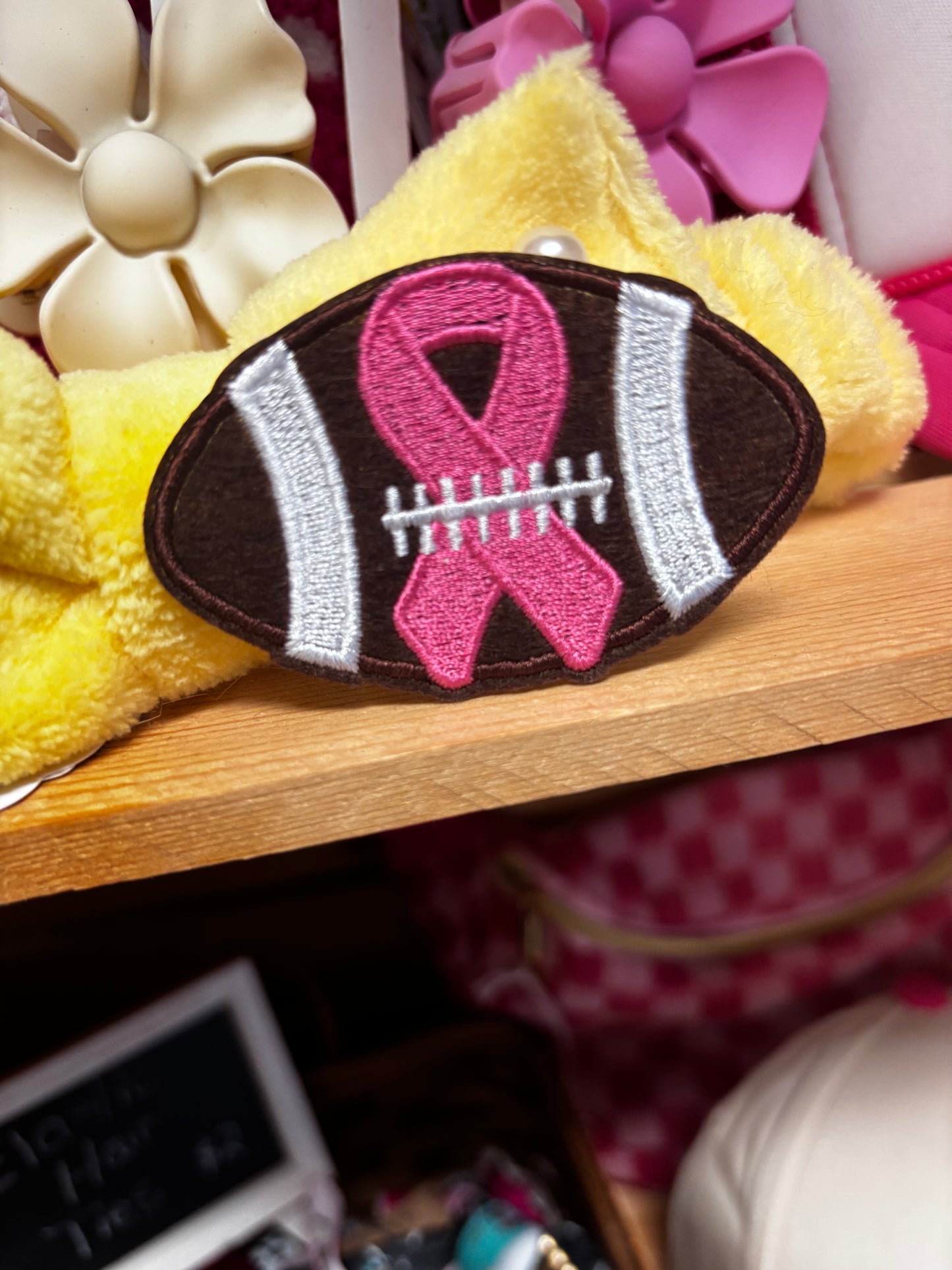 Football Pink Ribbon Patch