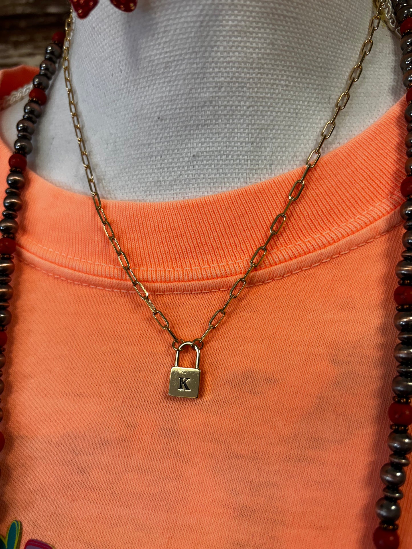 Initial Lock Necklace