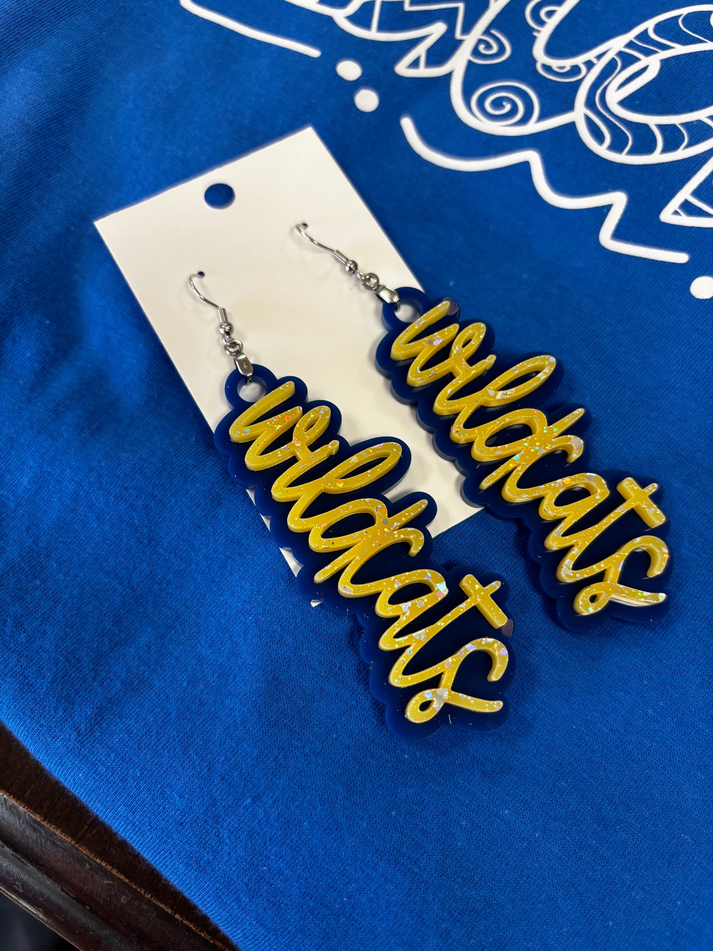 Script Acrylic Team Dangle Earrings
