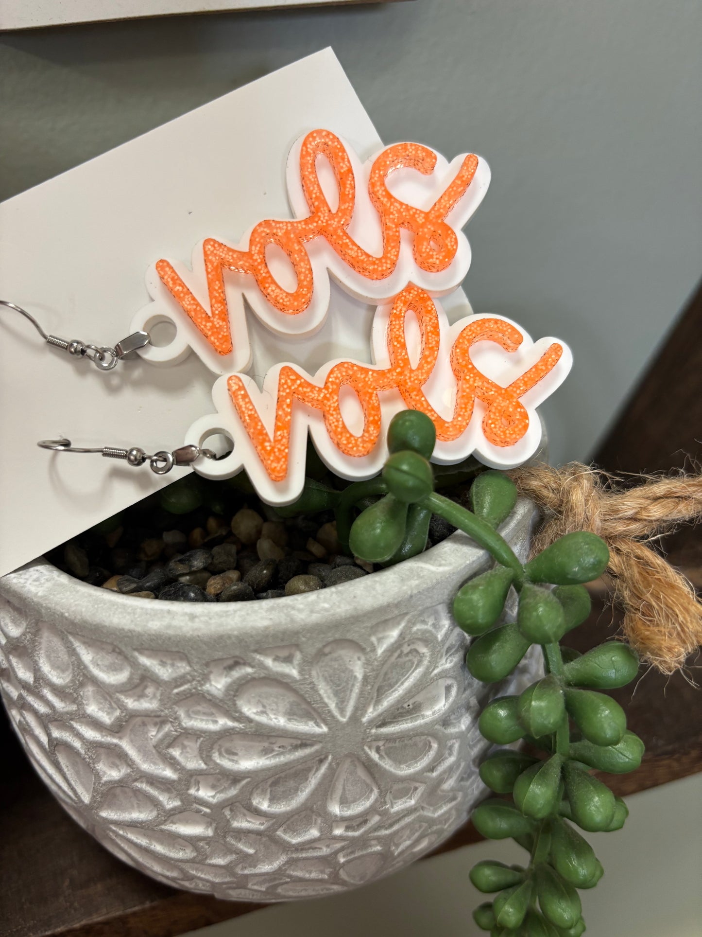 Script Acrylic Team Dangle Earrings